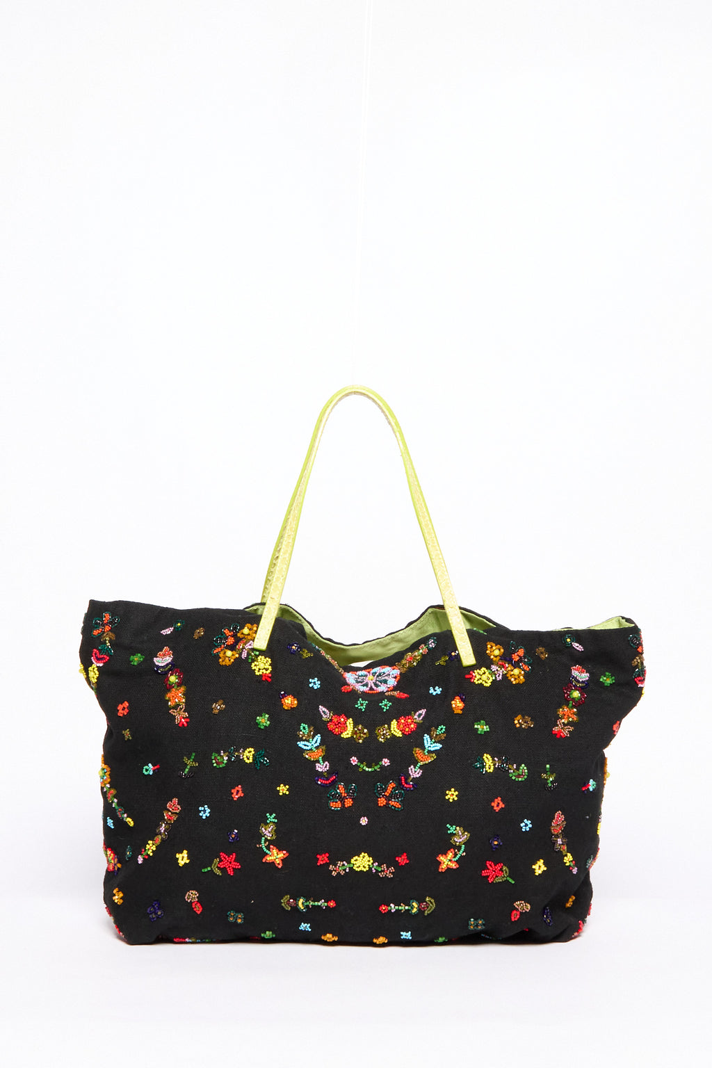 Fendi  Black Multicolor Beaded Tote Bag