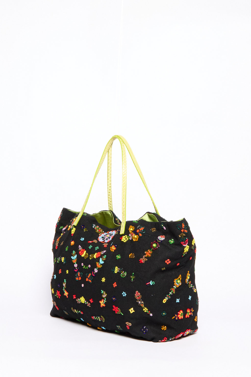Fendi  Black Multicolor Beaded Tote Bag
