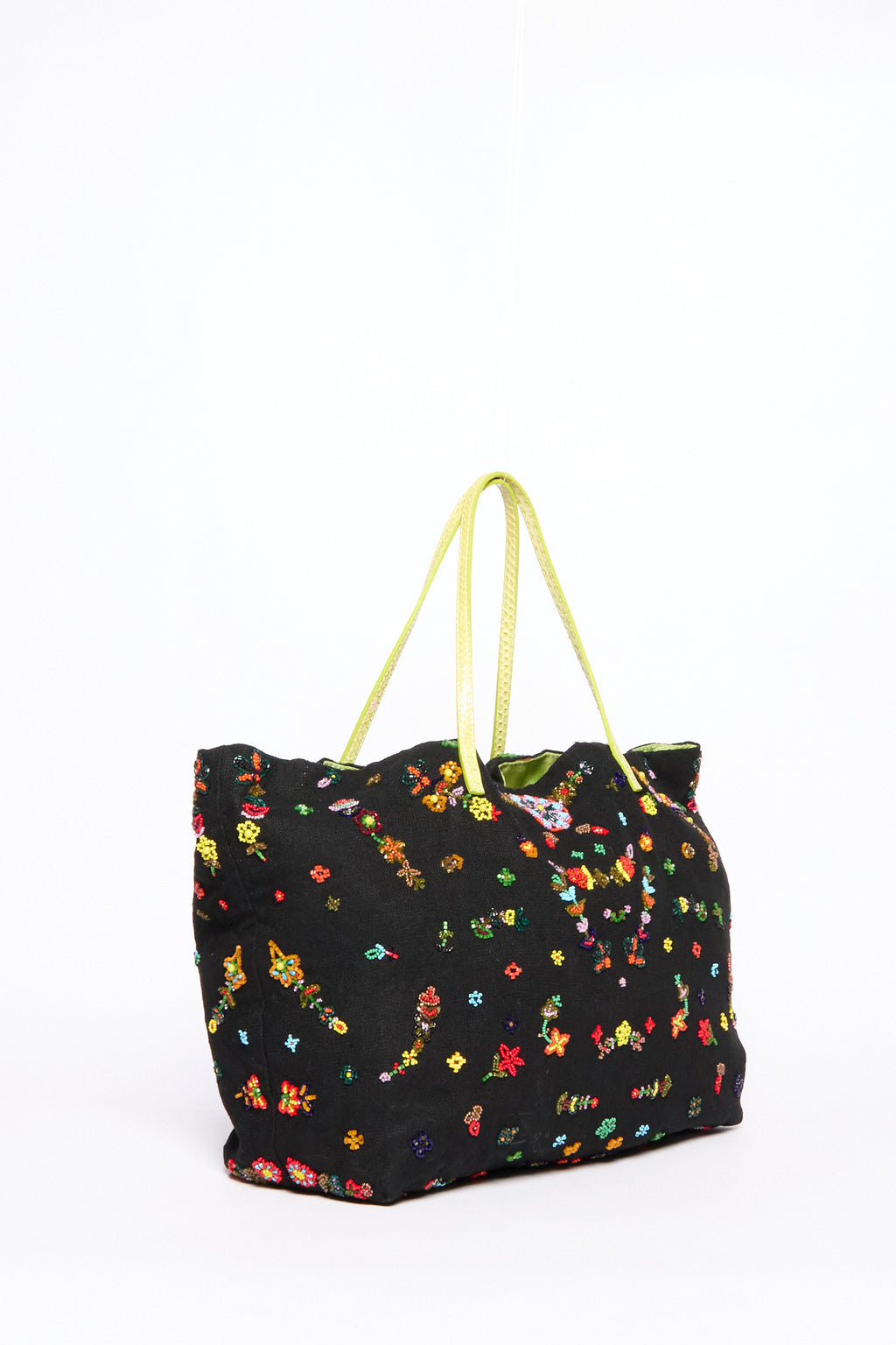 Fendi  Black Multicolor Beaded Tote Bag