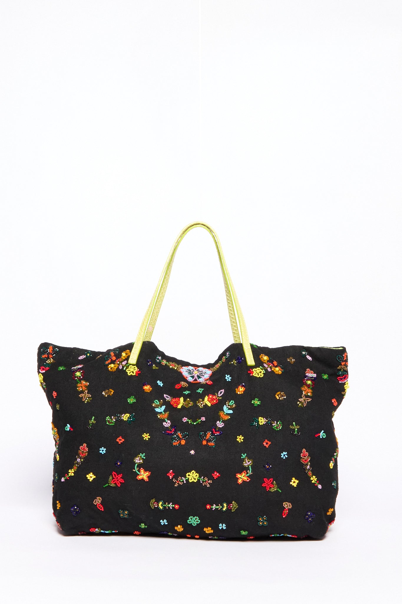 Fendi  Black Multicolor Beaded Tote Bag