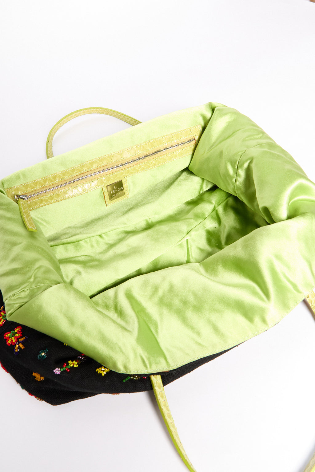 Fendi  Black Multicolor Beaded Tote Bag