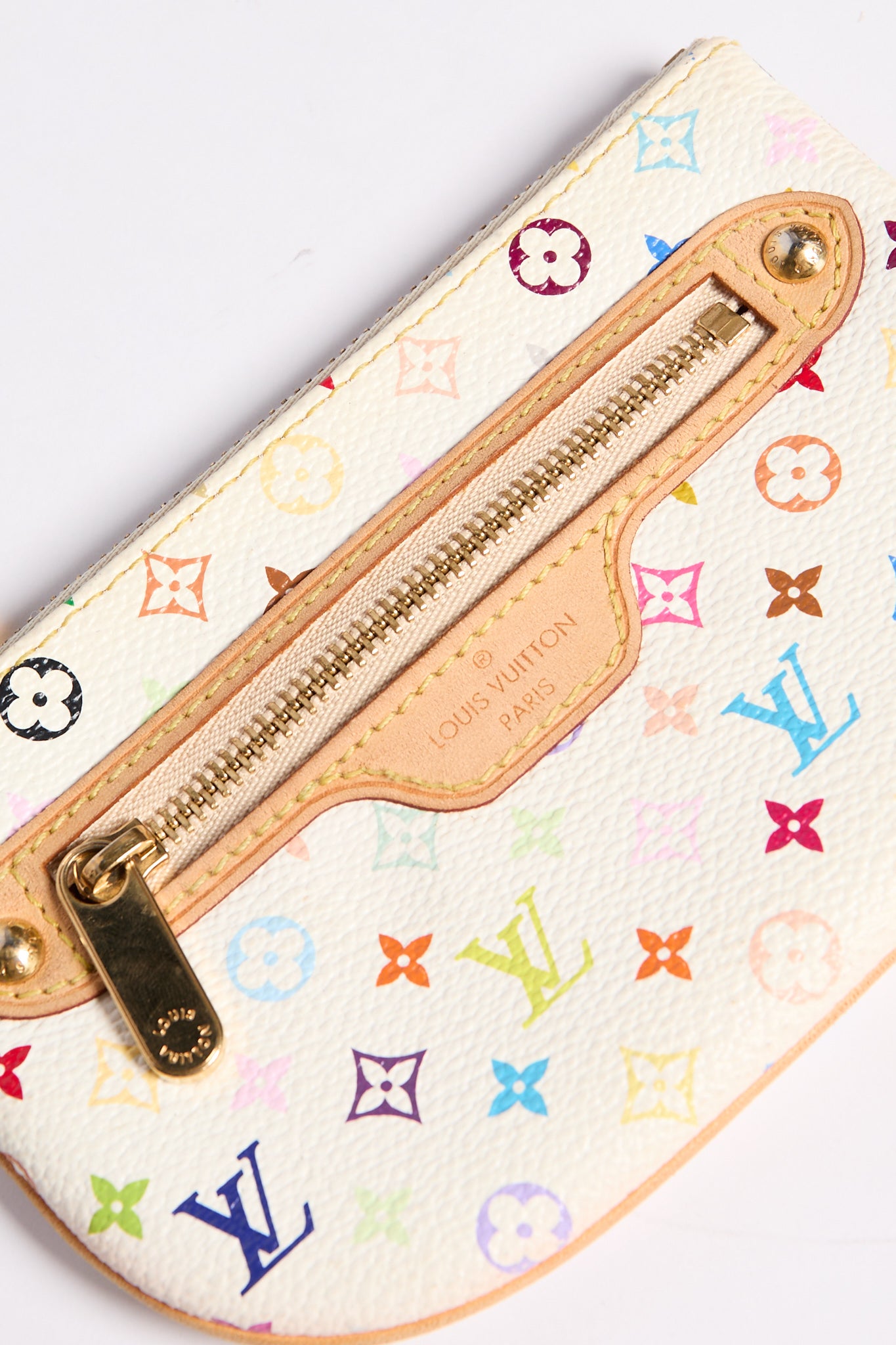 Louis Vuitton White Murakami Monogram Multicolor Keychain Pochette