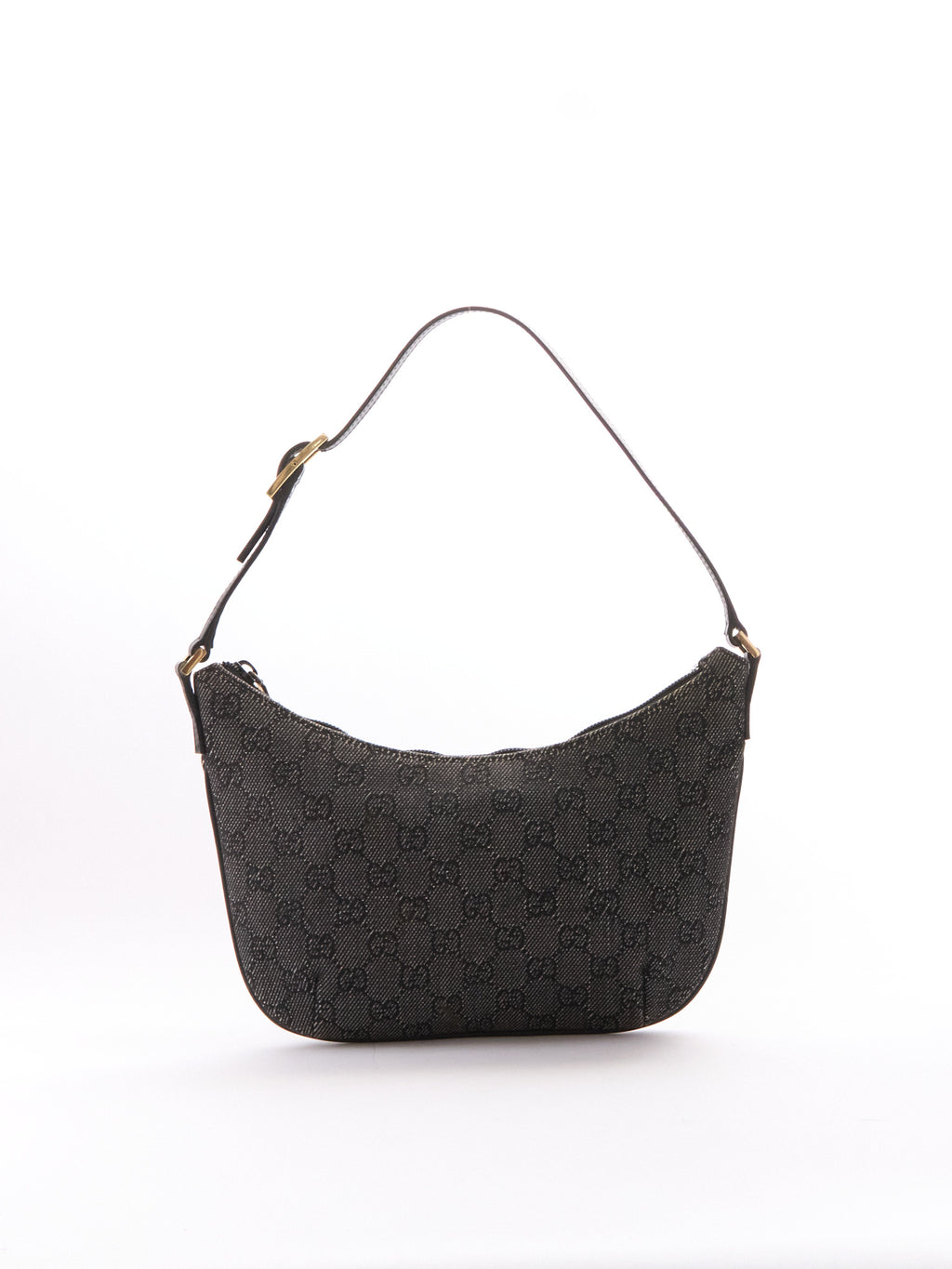 Gucci Black Canvas GG Monogram Half Moon Bag