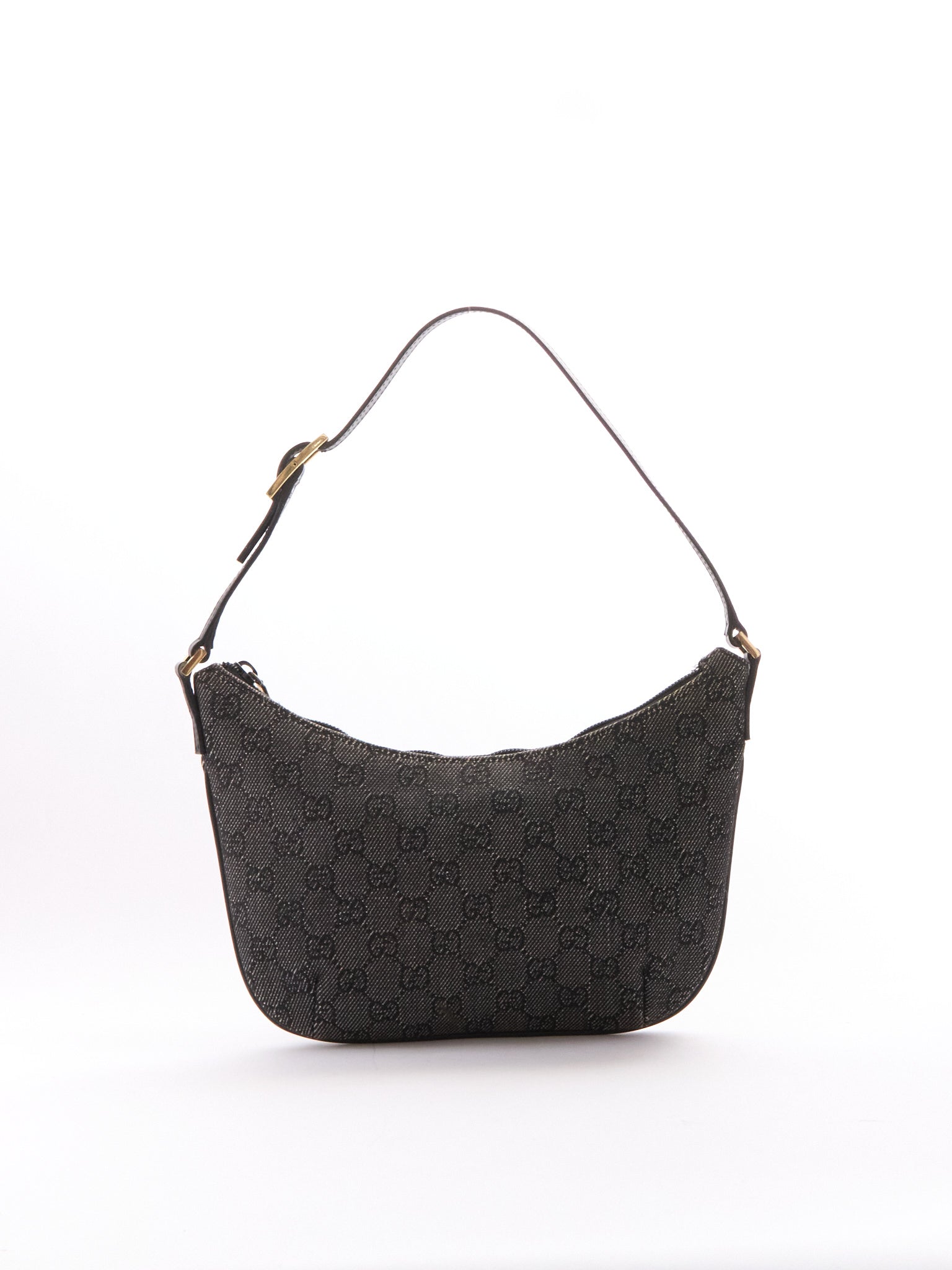 Gucci Black Canvas GG Monogram Half Moon Bag