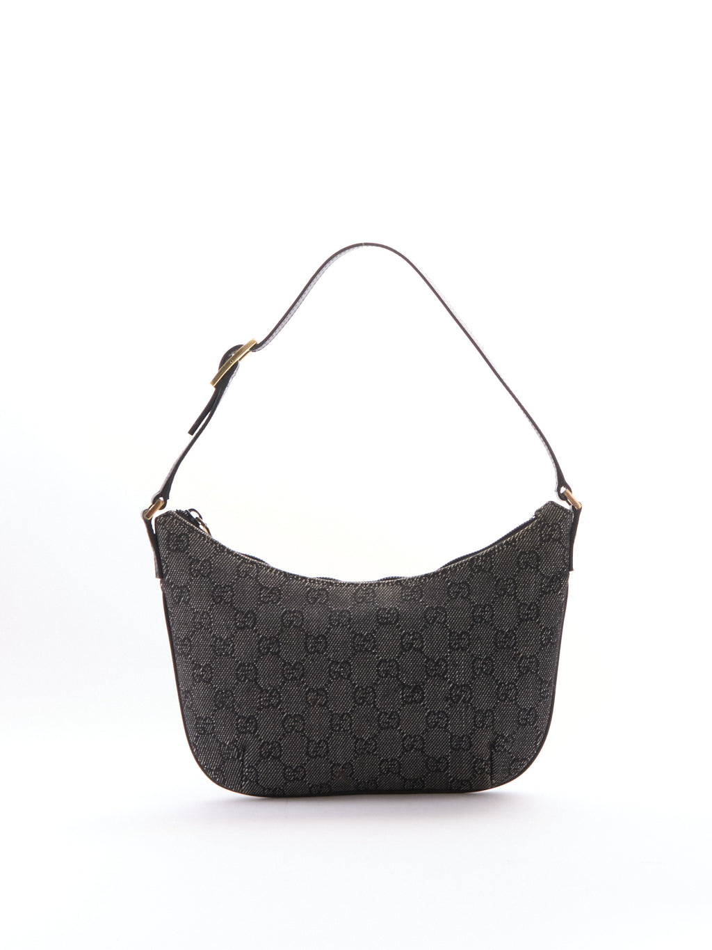 Gucci Black Canvas GG Monogram Half Moon Bag
