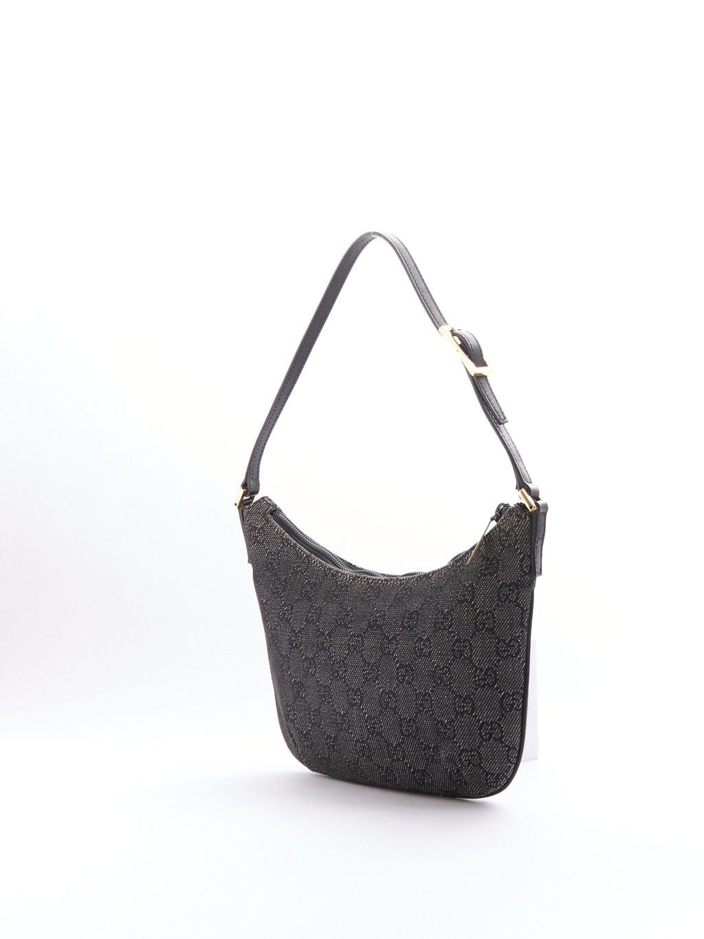 Gucci Black Canvas GG Monogram Half Moon Bag