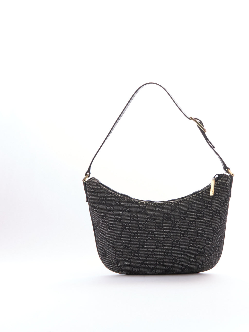 Gucci Black Canvas GG Monogram Half Moon Bag
