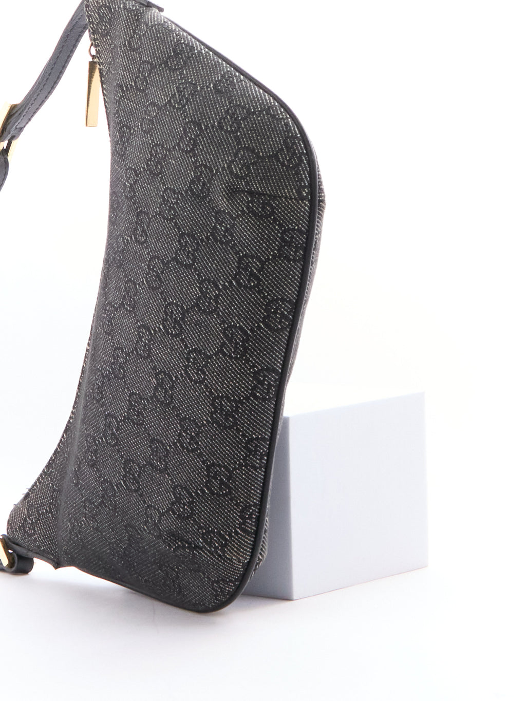 Gucci Black Canvas GG Monogram Half Moon Bag