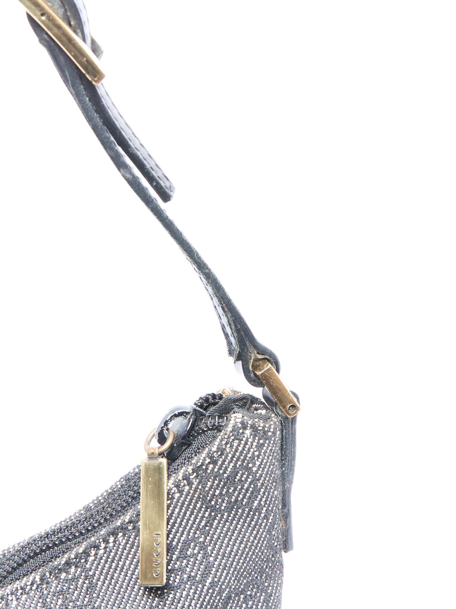 Gucci Black Canvas GG Monogram Half Moon Bag