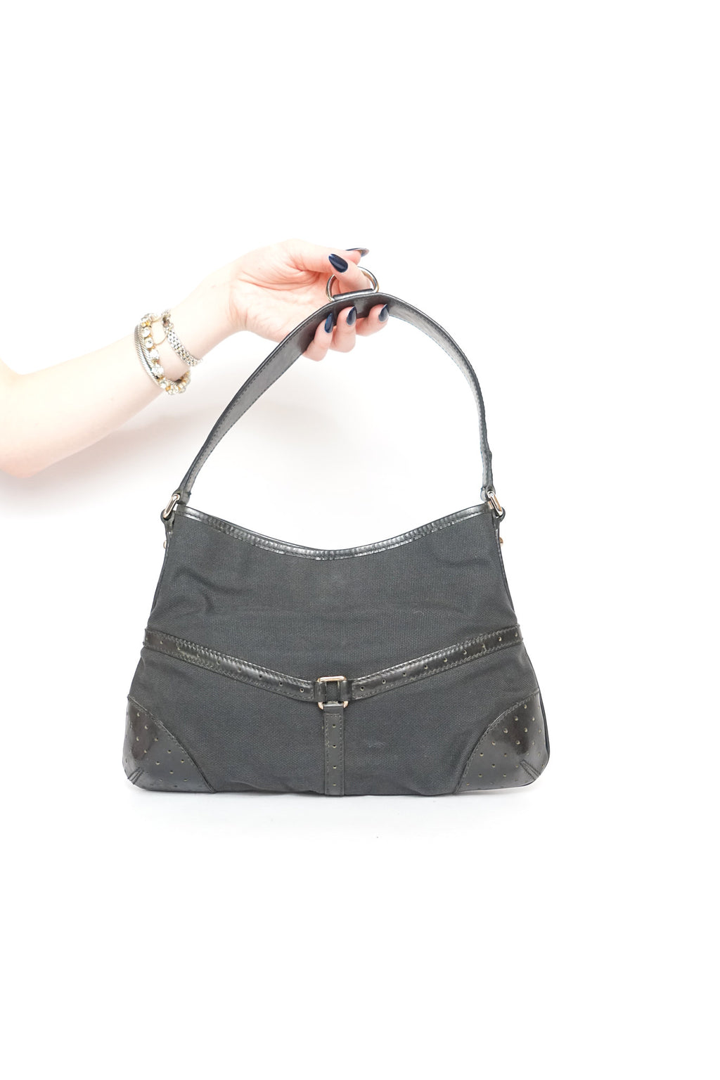 Gucci Reins GG Black Leather Shoulder Bag