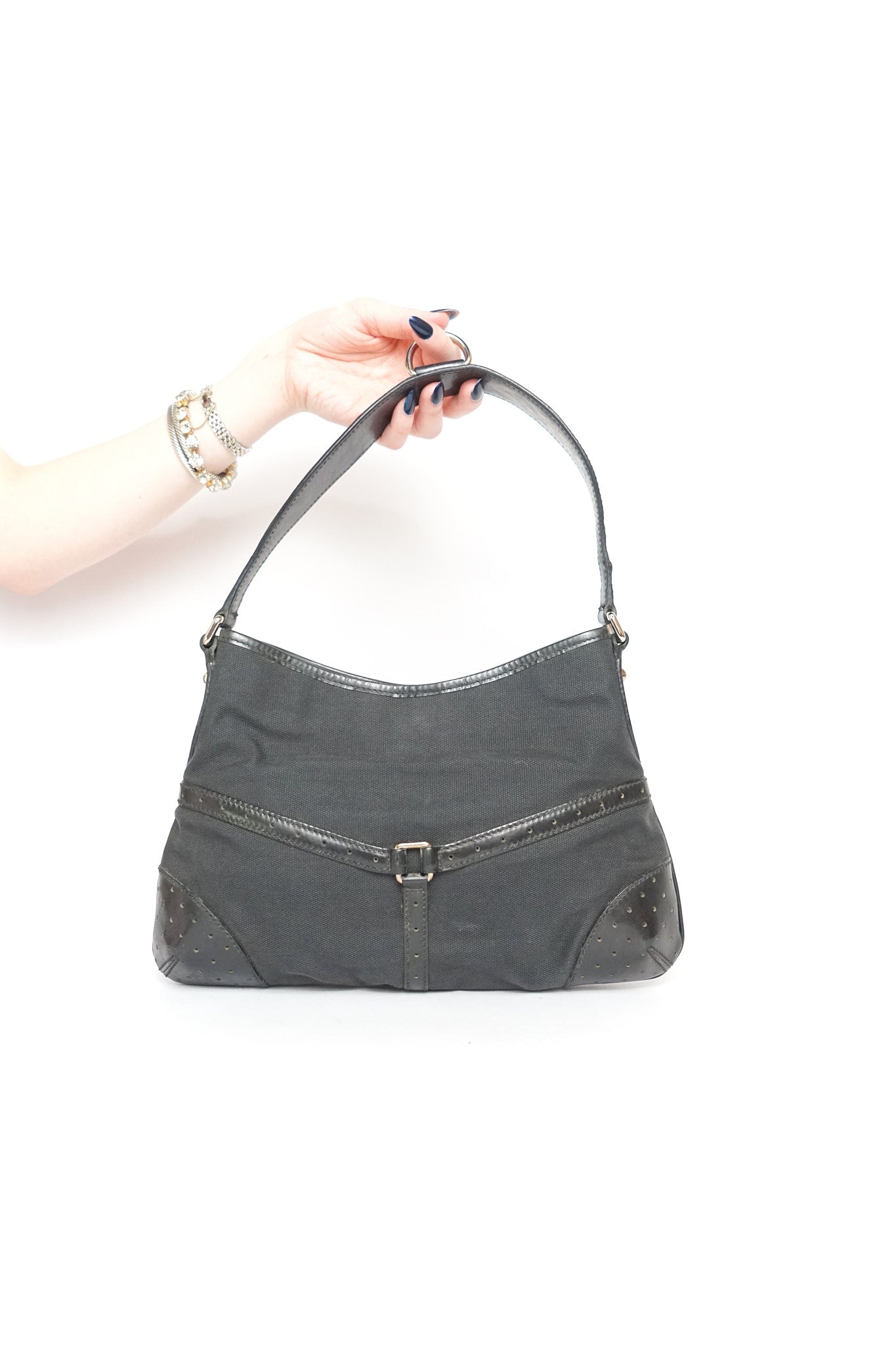 Gucci Reins GG Black Leather Shoulder Bag