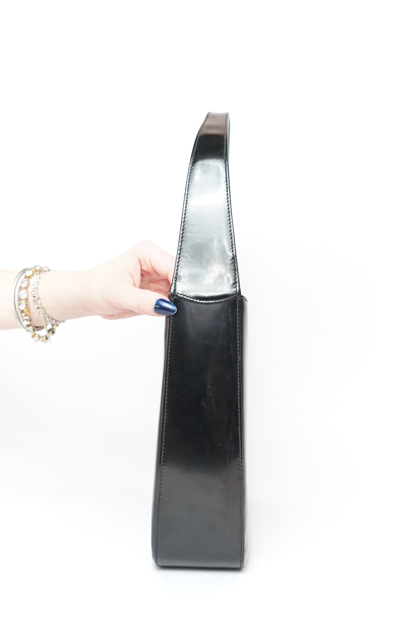 Gucci Black Embossed GG Patent Shoulder Bag