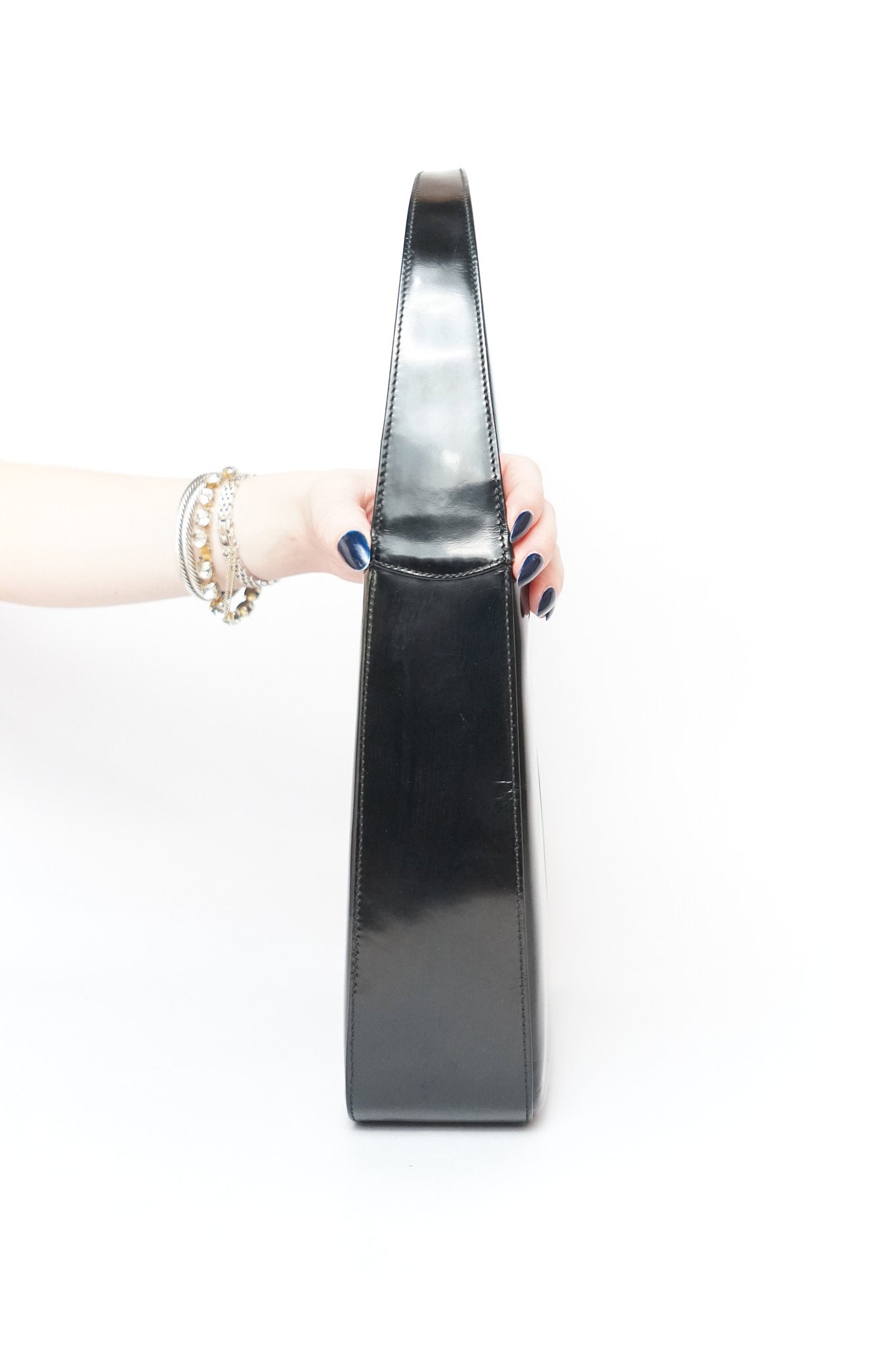 Gucci Black Embossed GG Patent Shoulder Bag