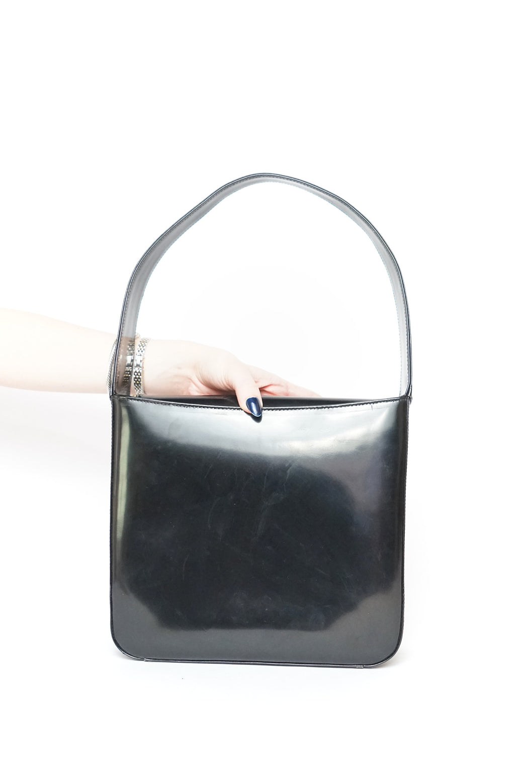 Gucci Black Embossed GG Patent Shoulder Bag