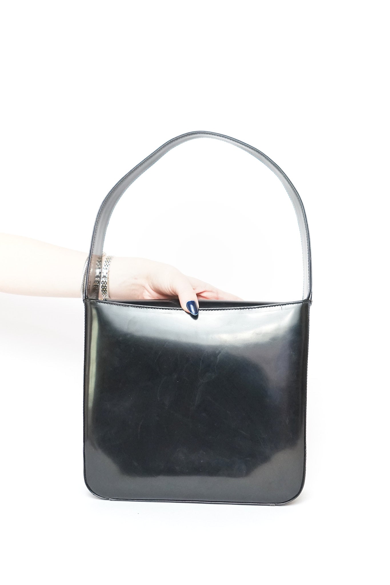 Gucci Black Embossed GG Patent Shoulder Bag