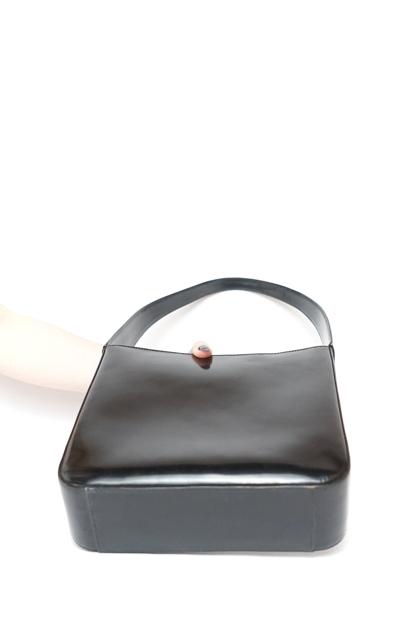 Gucci Black Embossed GG Patent Shoulder Bag