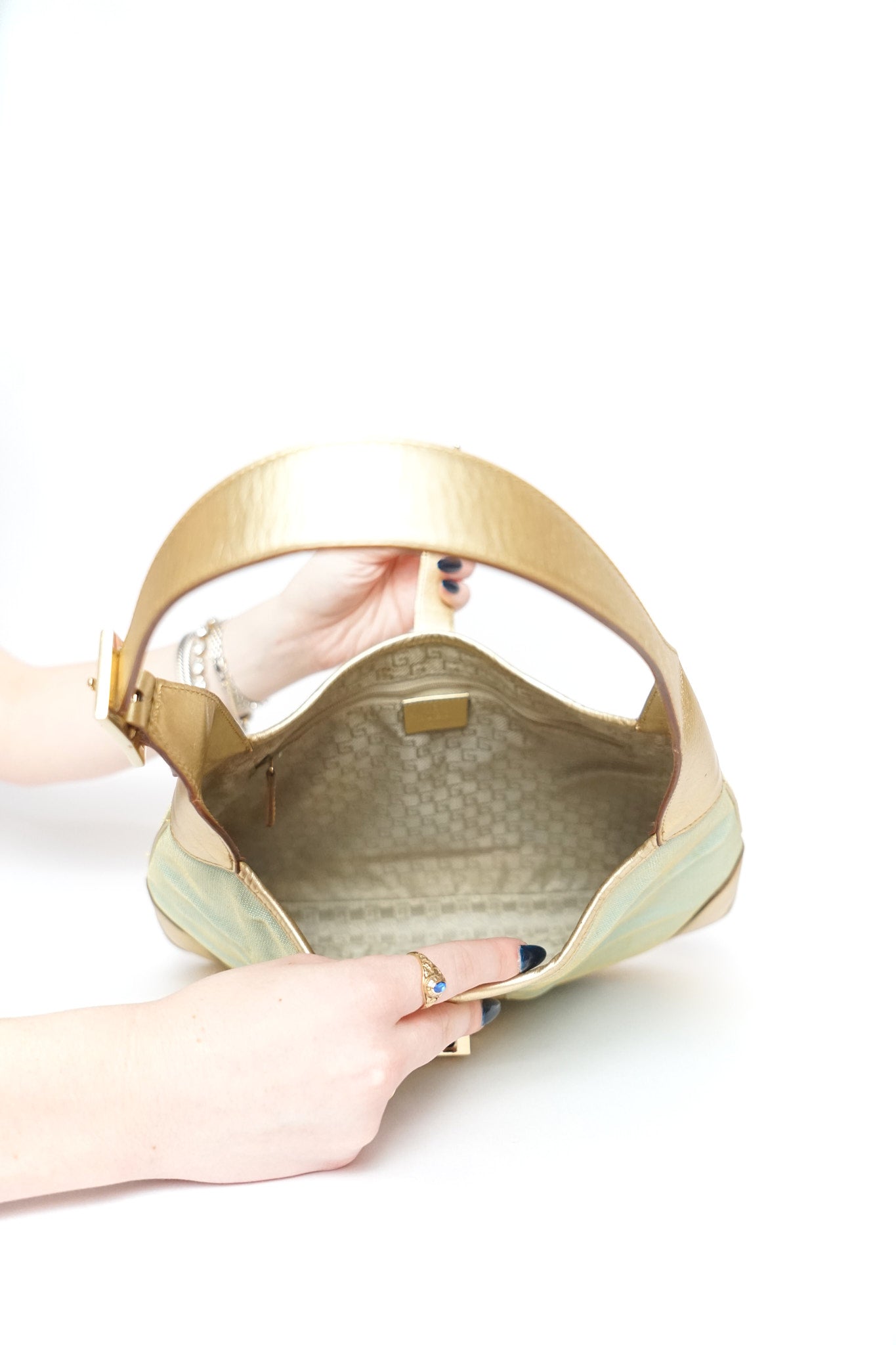 Gucci Blue Gold Jackie Shoulder Bag