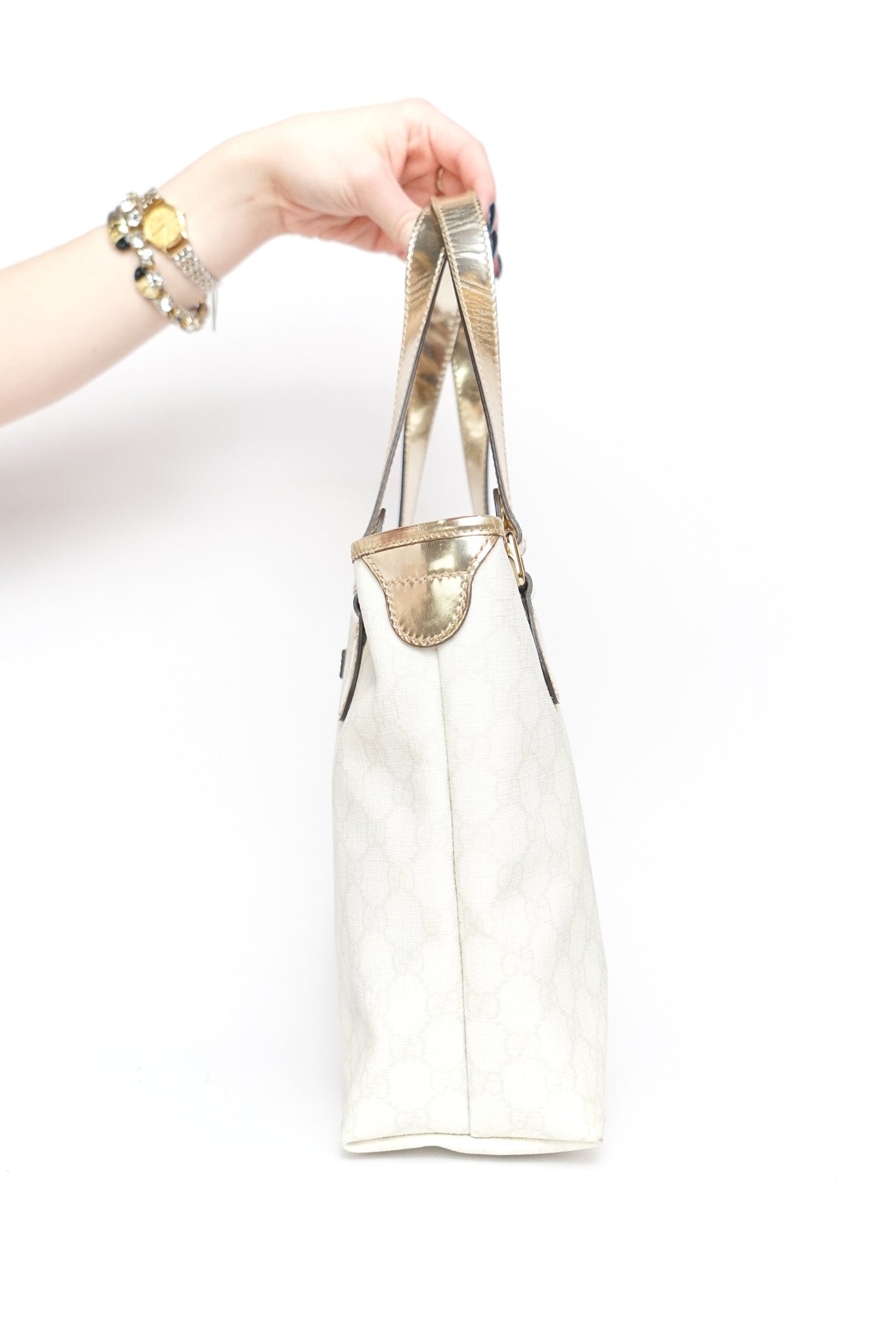 Gucci Silver Monogram Tote