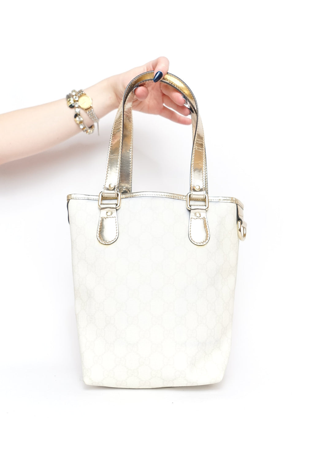 Gucci Silver Monogram Tote