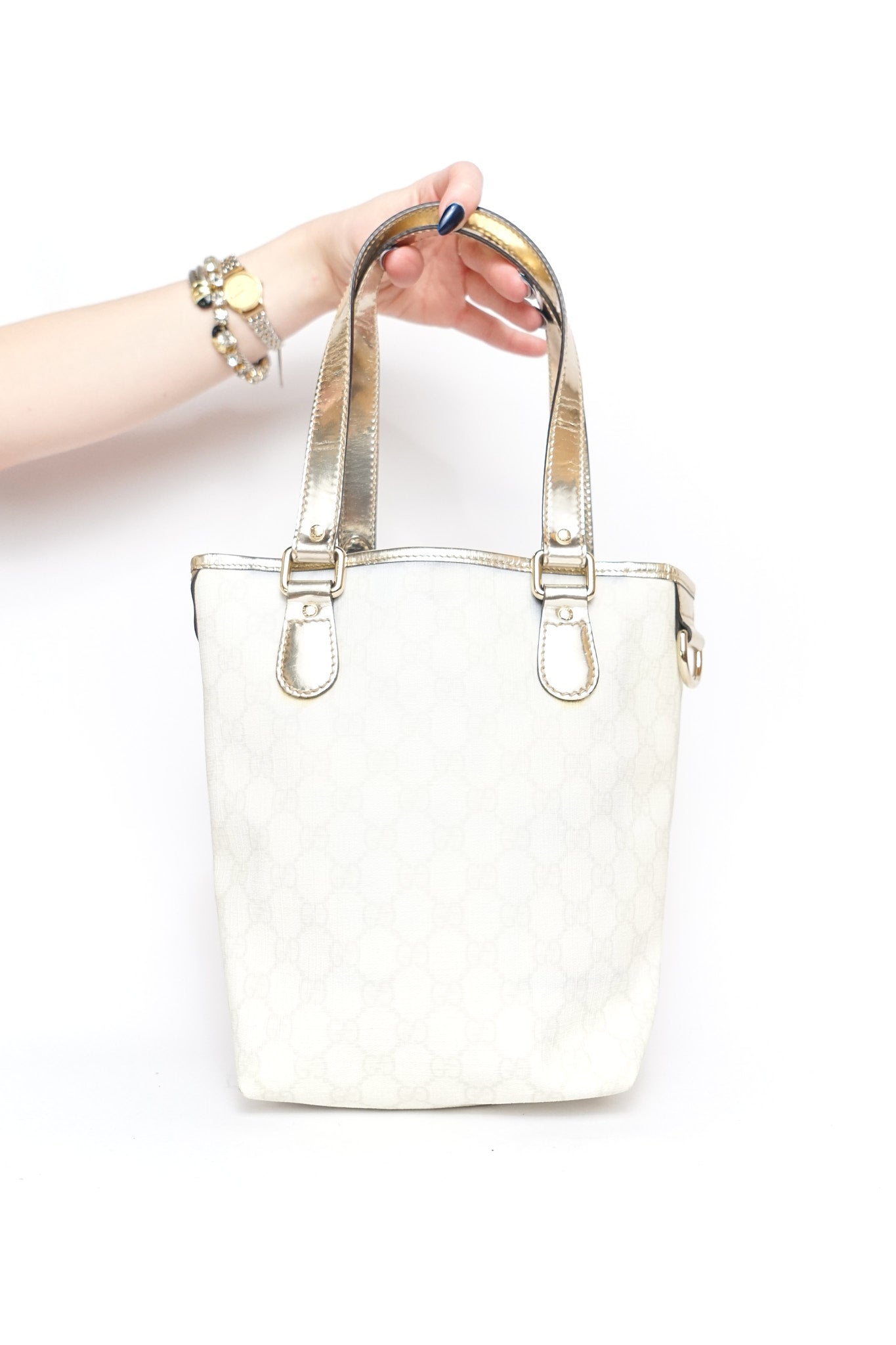 Gucci Silver Monogram Tote