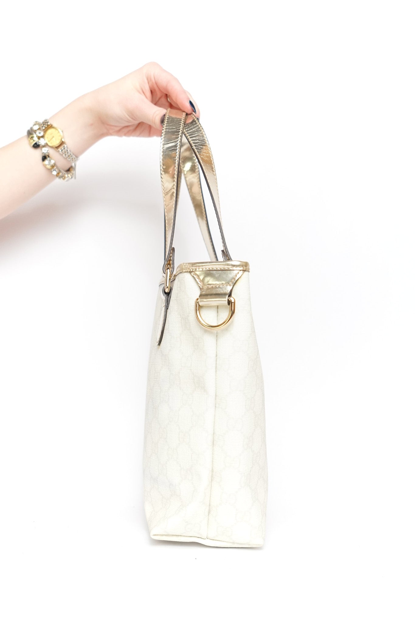 Gucci Silver Monogram Tote