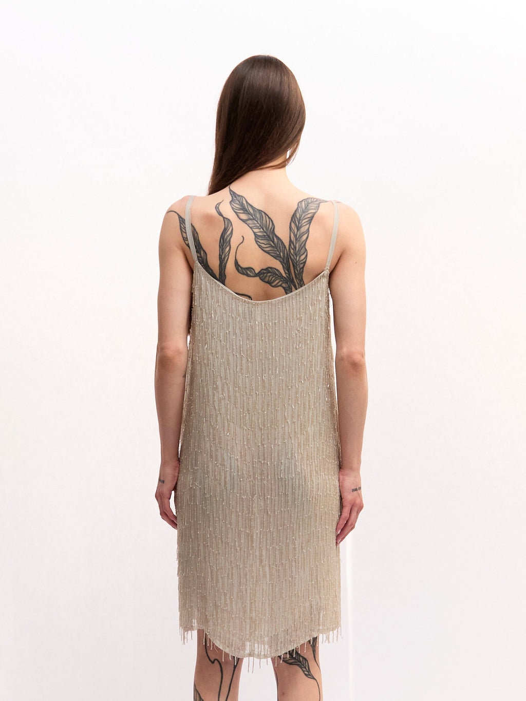 Vintage Grey Beaded Mini Dress