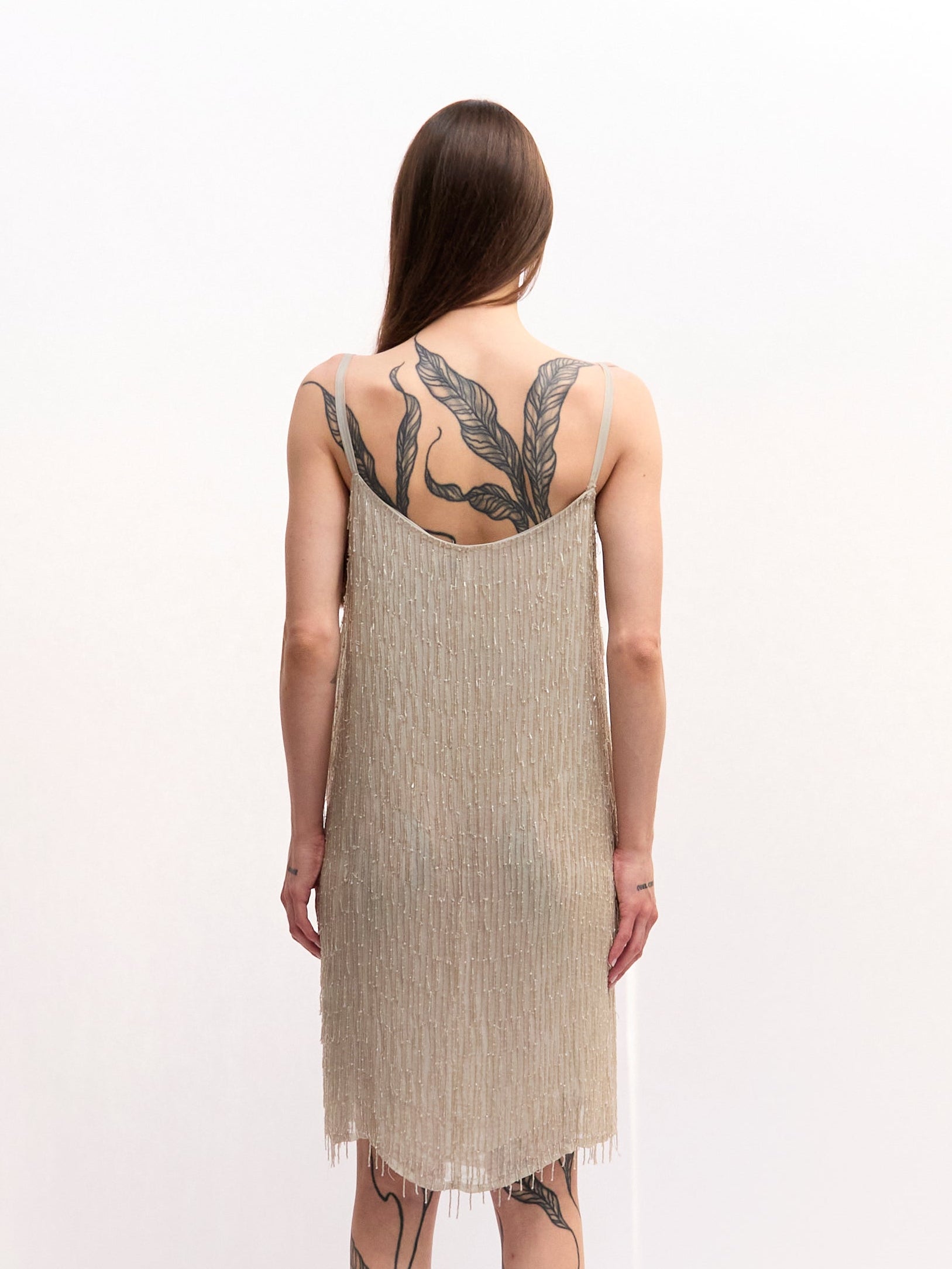 Vintage Grey Beaded Mini Dress