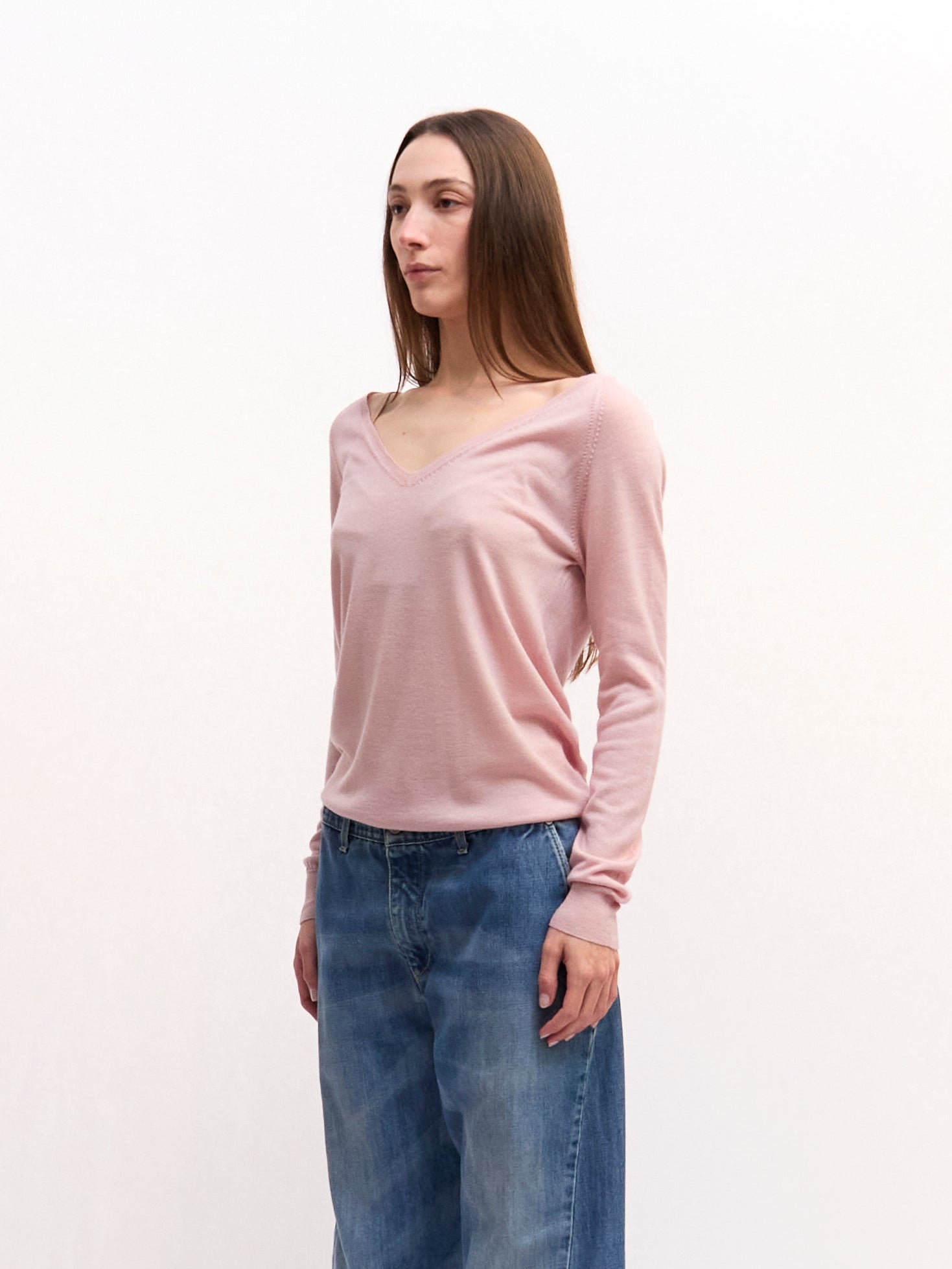 Prada Pink V-Neck Knit Top