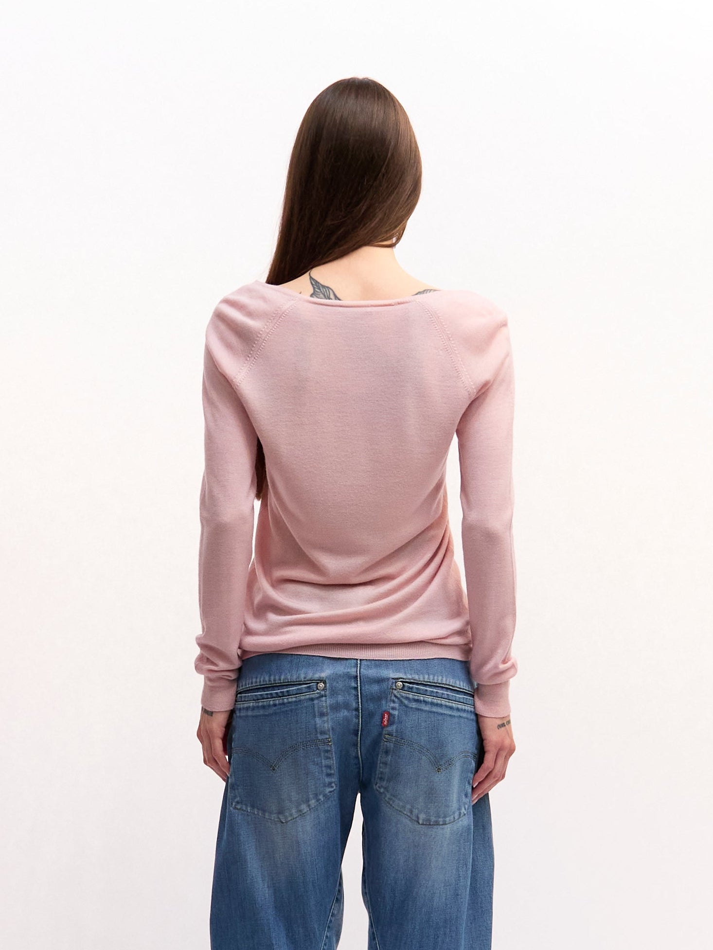 Prada Pink V-Neck Knit Top