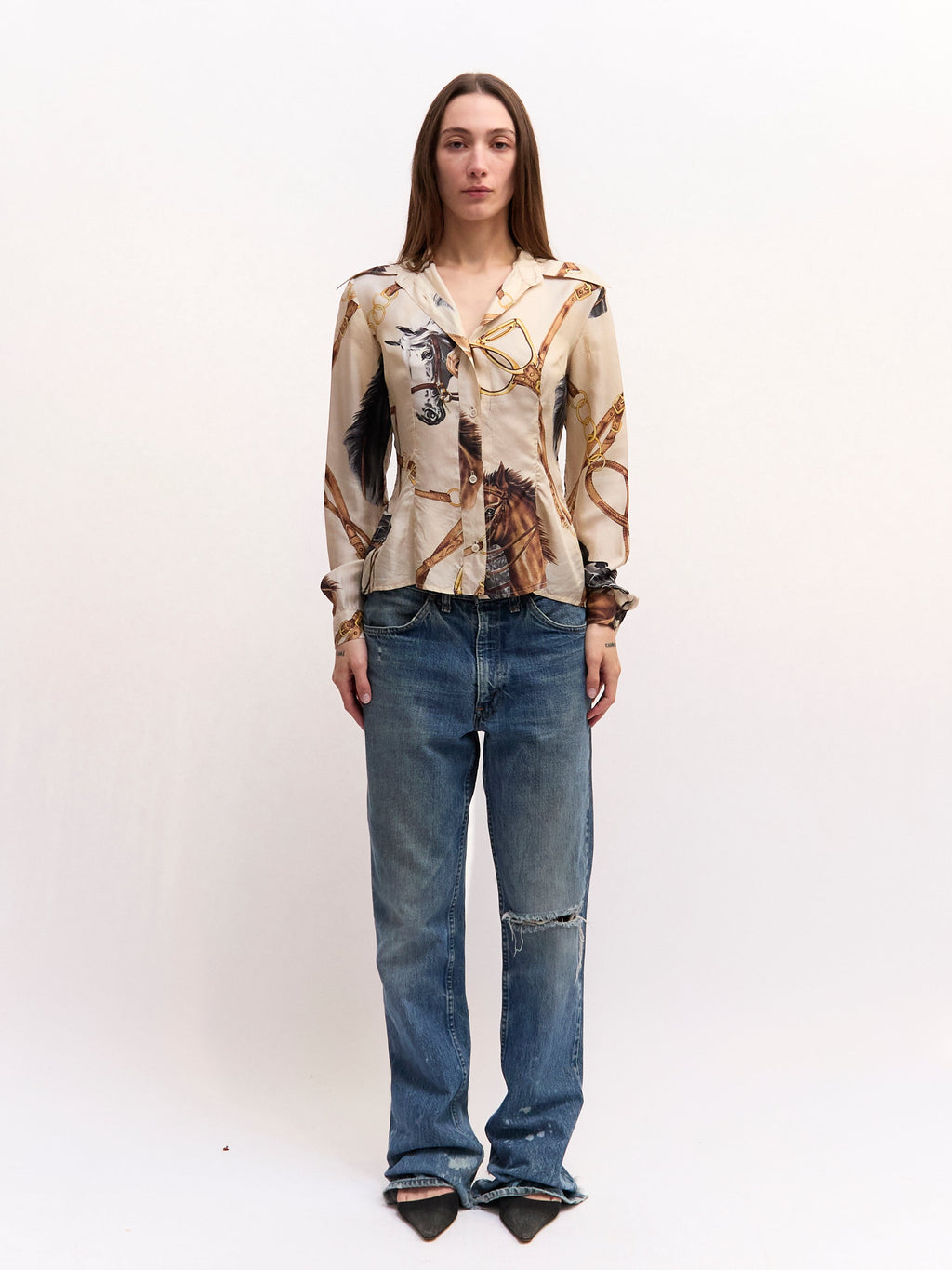 Dolce & Gabbana Horse Print Silk Blouse