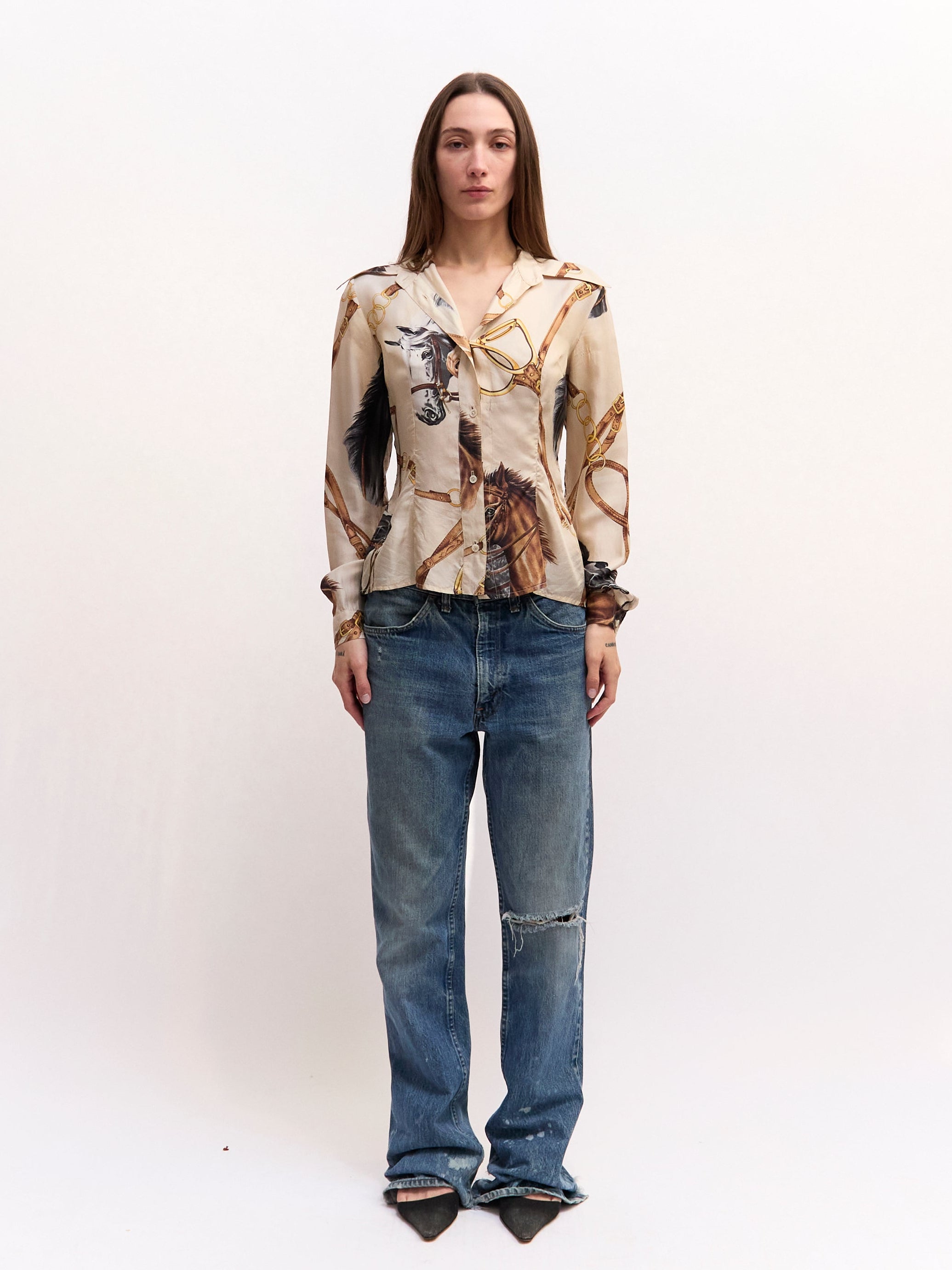 Dolce & Gabbana Horse Print Silk Blouse