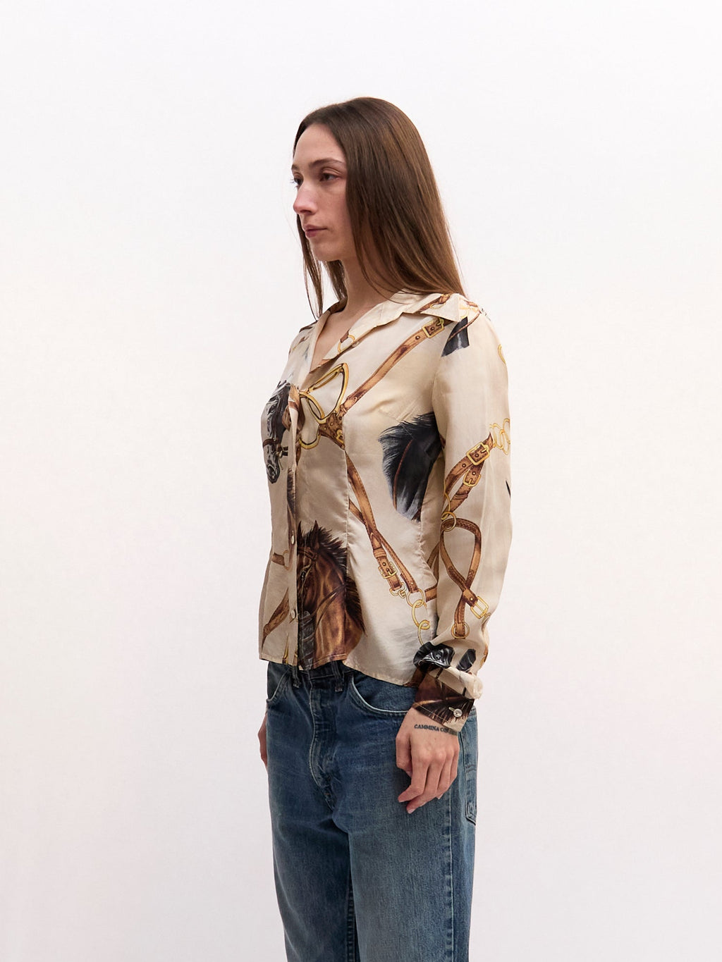 Dolce & Gabbana Horse Print Silk Blouse