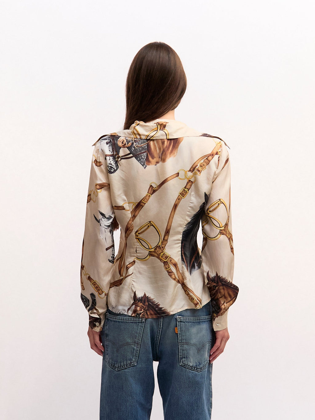 Dolce & Gabbana Horse Print Silk Blouse