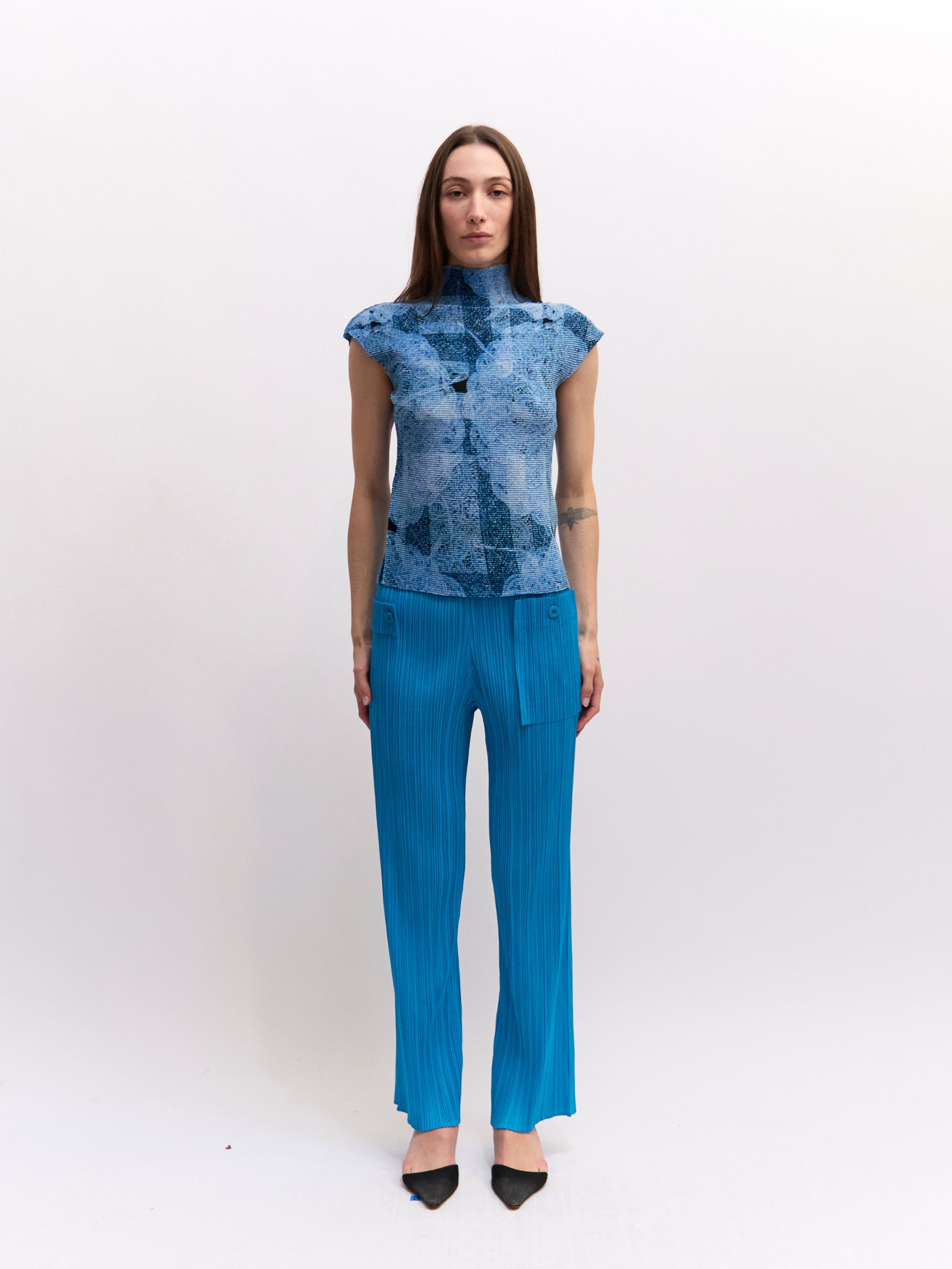 Pleats Please Blue Pocket Pants