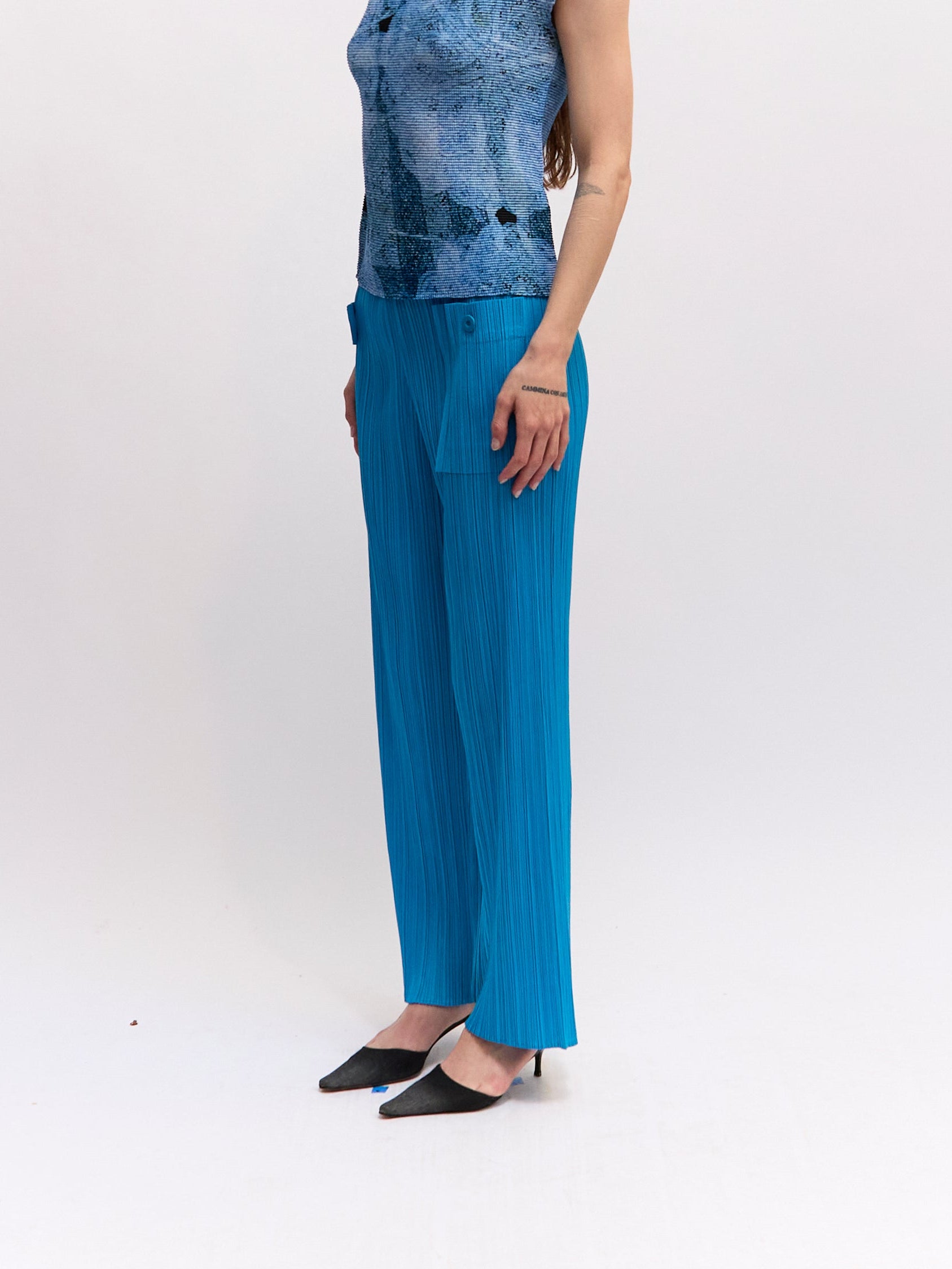 Pleats Please Blue Pocket Pants
