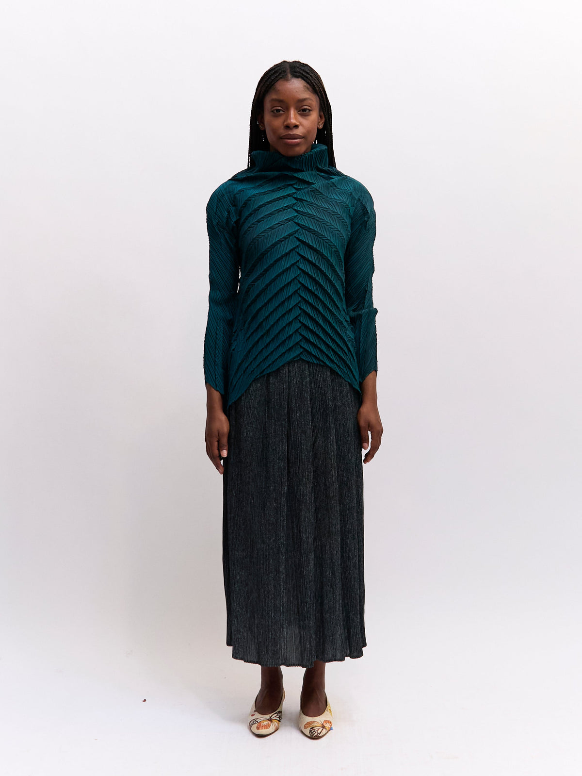 1998 Issey Miyake Pleated V-Cut Hem Top