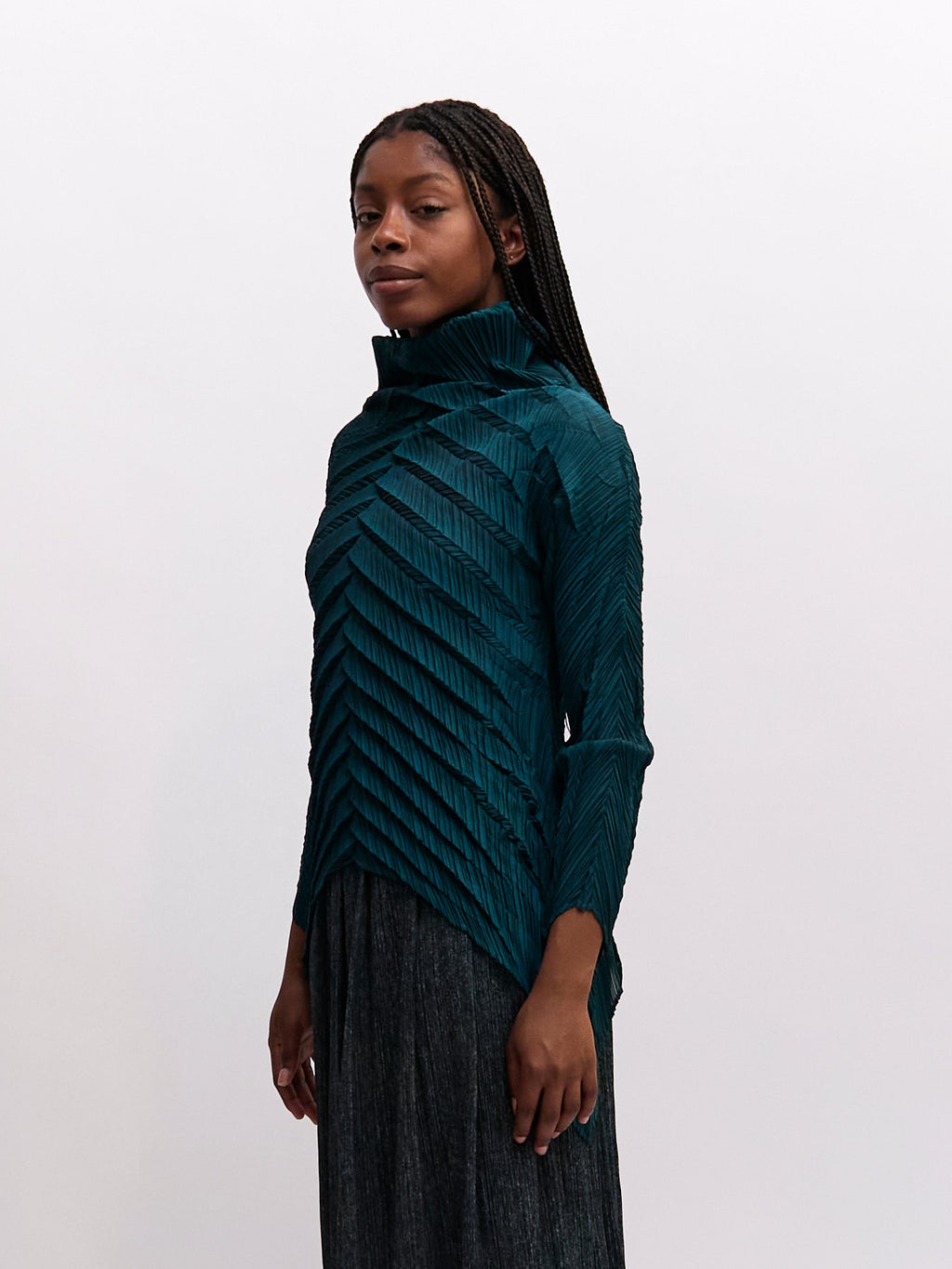 1998 Issey Miyake Pleated V-Cut Hem Top