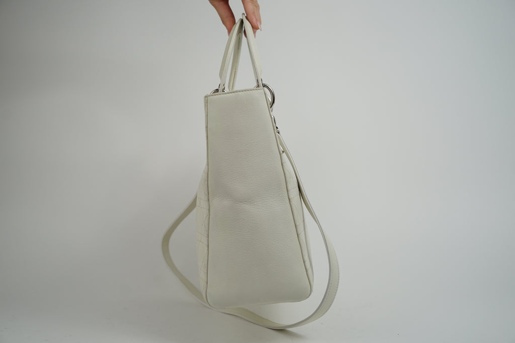 Christian Dior White Lady Dior With Crossbody Strap