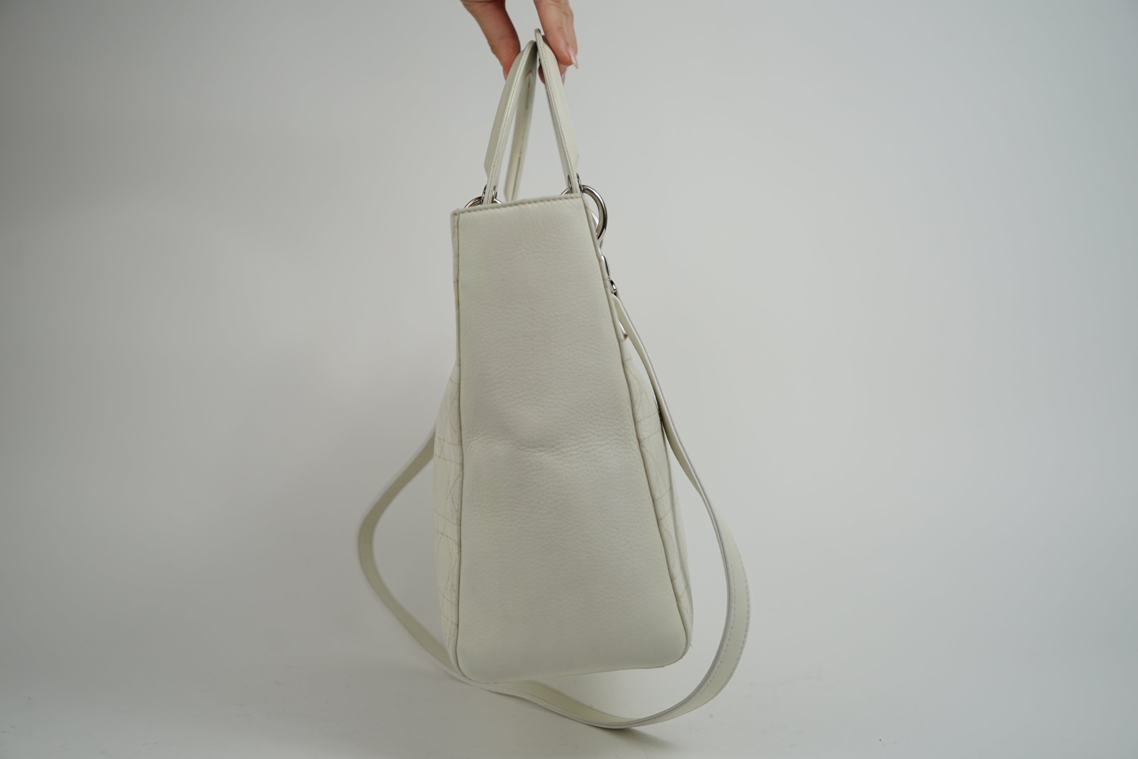 Christian Dior White Lady Dior With Crossbody Strap