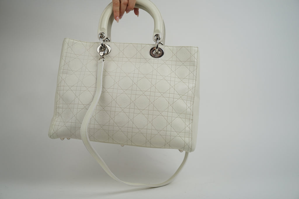 Christian Dior White Lady Dior With Crossbody Strap