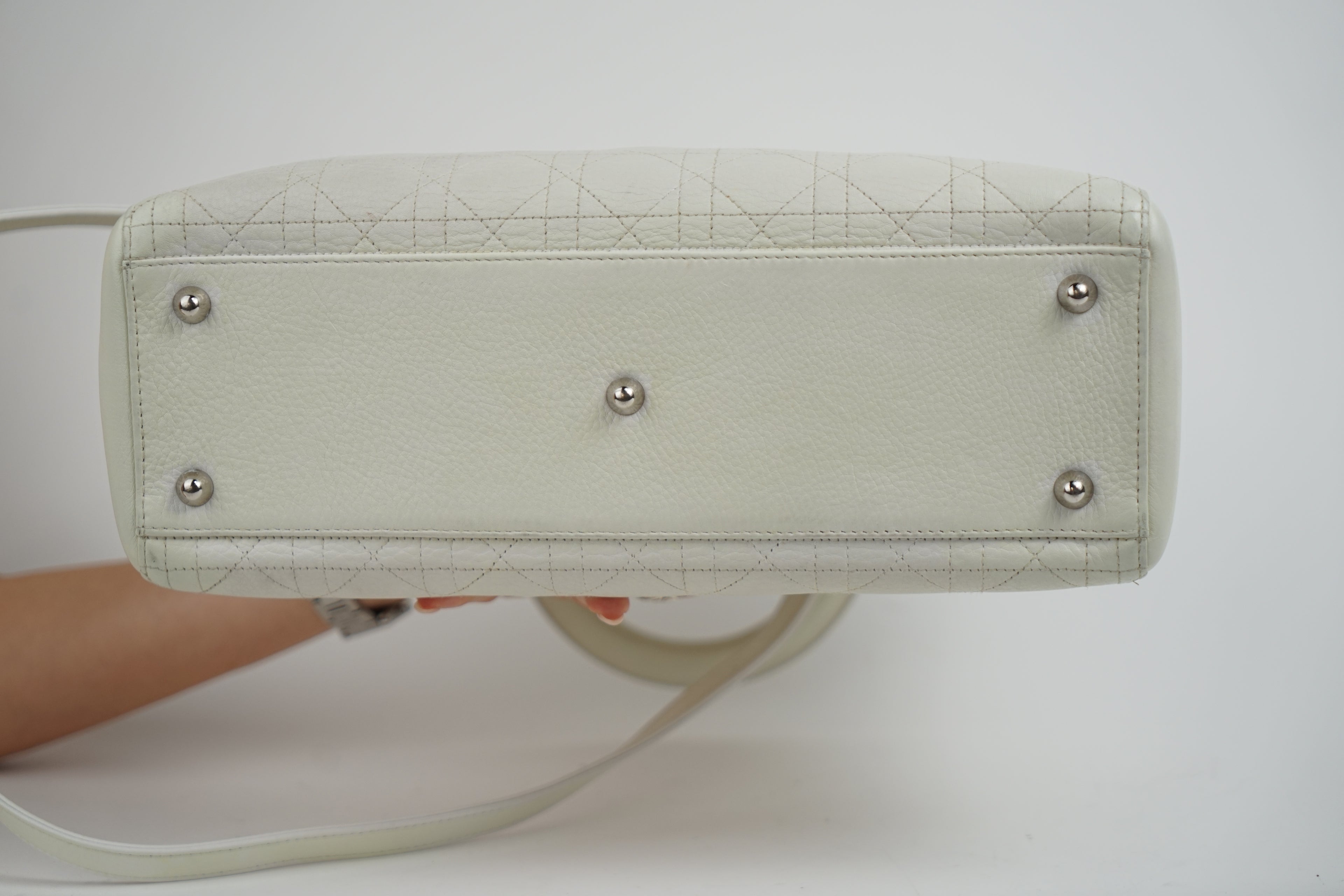 Christian Dior White Lady Dior With Crossbody Strap