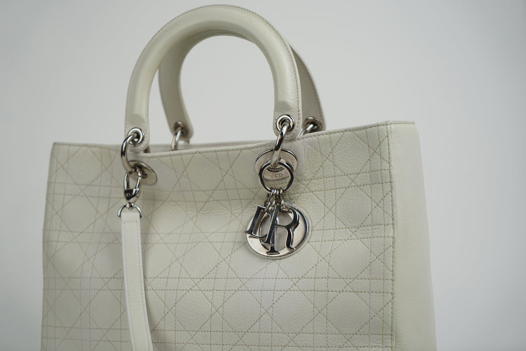 Christian Dior White Lady Dior With Crossbody Strap