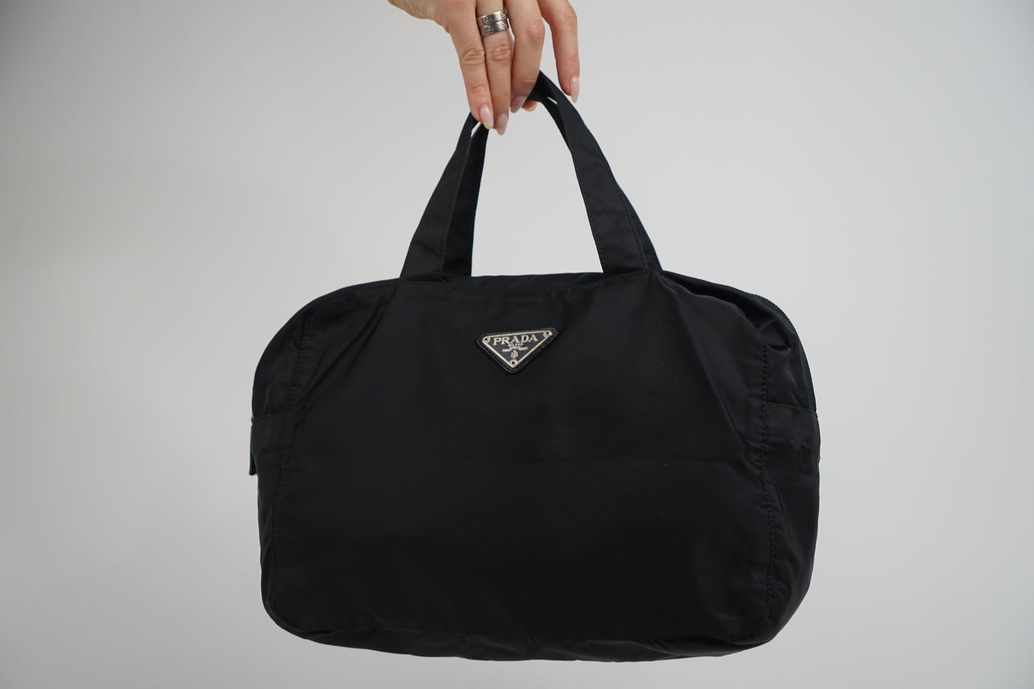 Prada Black Nylon Top Handle Bag