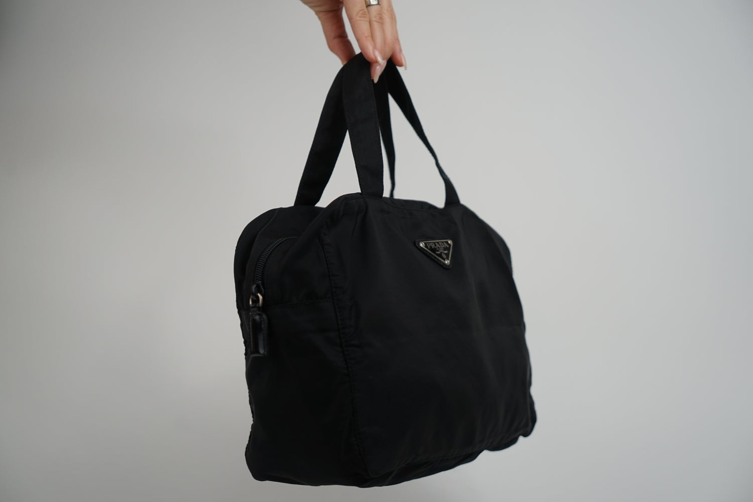 Prada Black Nylon Top Handle Bag