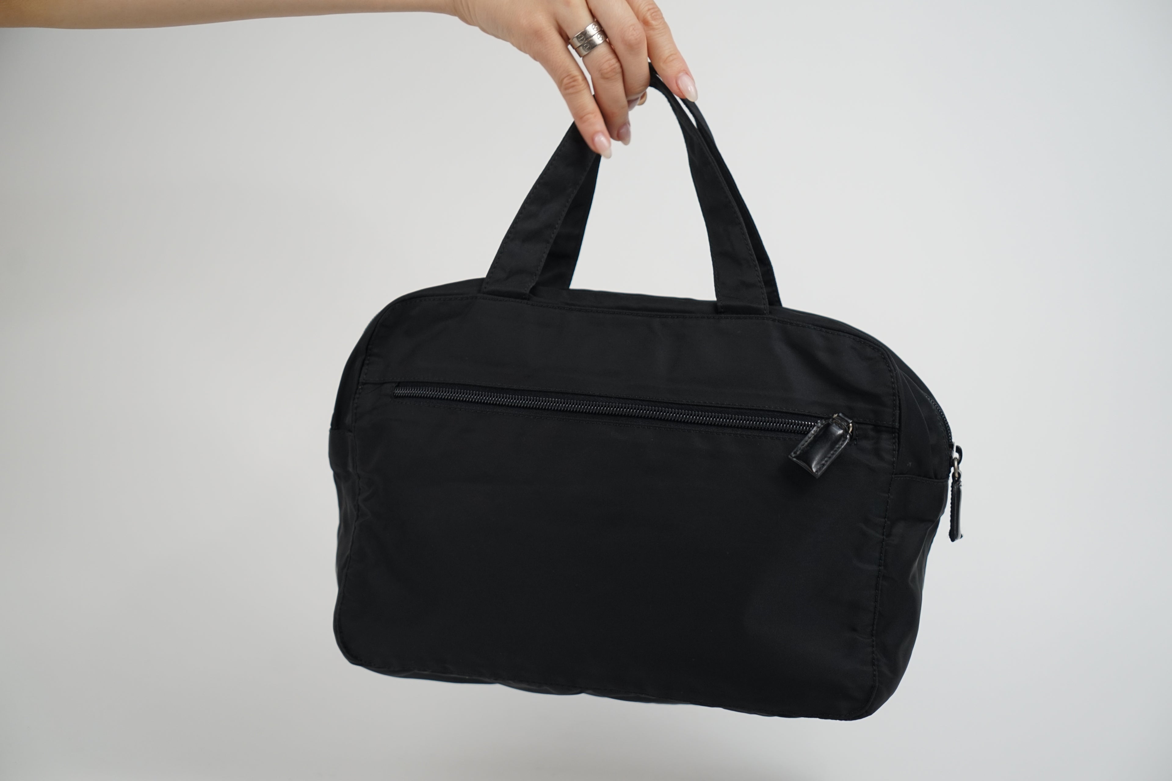 Prada Black Nylon Top Handle Bag