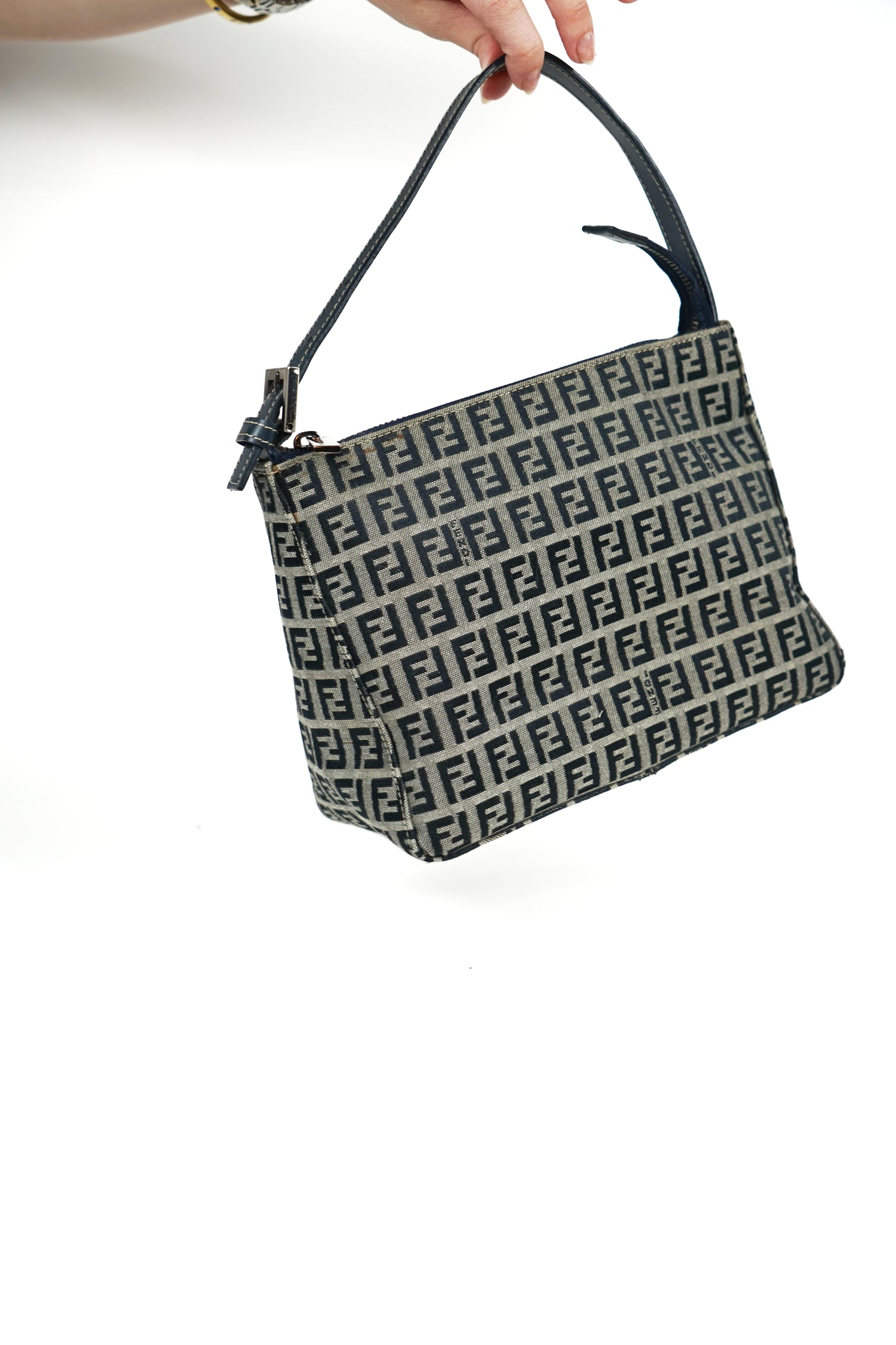 Fendi Navy Zucca Monogram Pochette