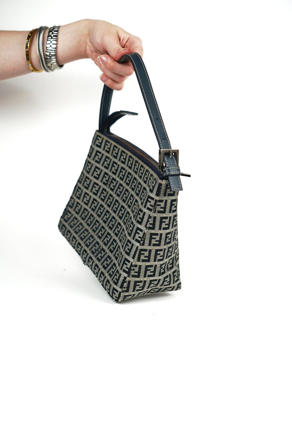 Fendi Navy Zucca Monogram Pochette