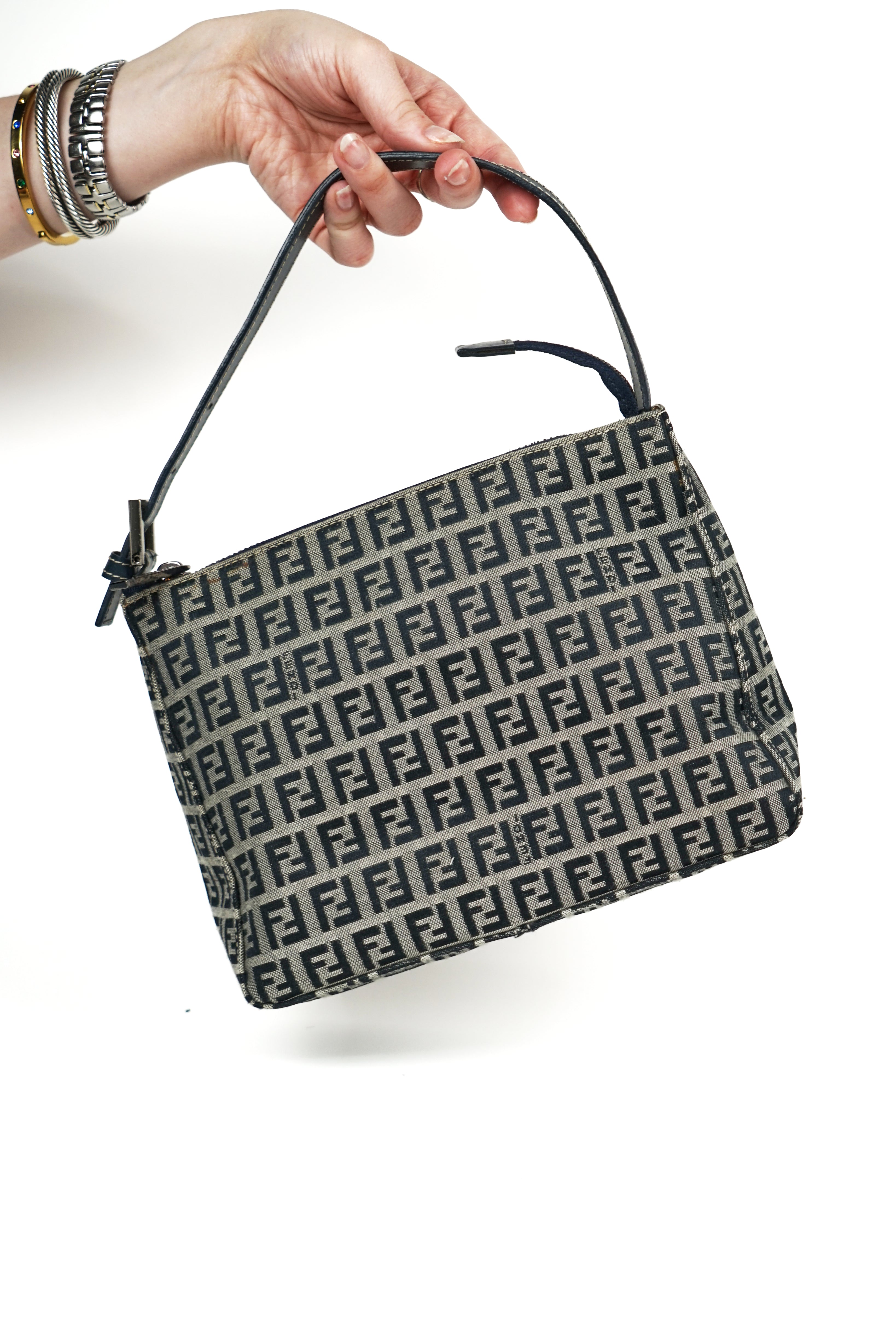 Fendi Navy Zucca Monogram Pochette