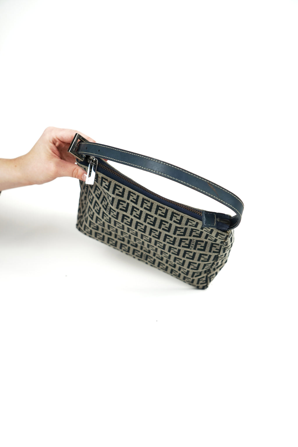 Fendi Navy Zucca Monogram Pochette