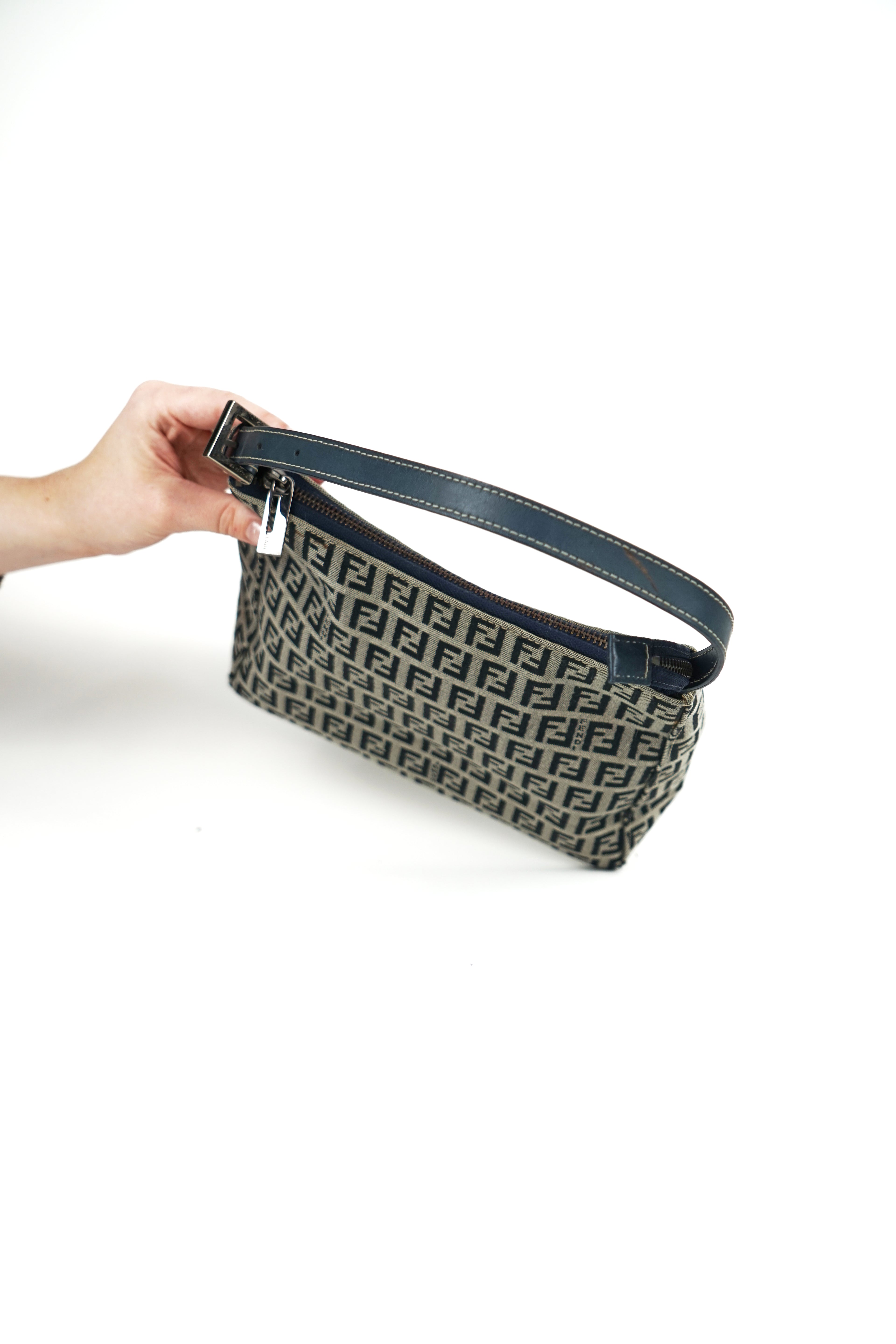 Fendi Navy Zucca Monogram Pochette